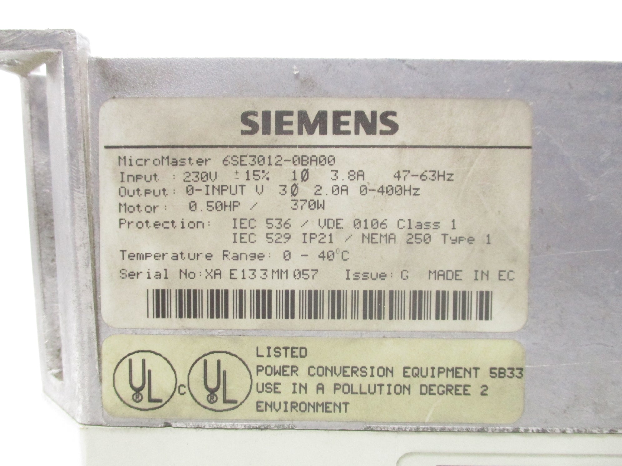 SIEMENS 6SE3012-0BA00 UNMP