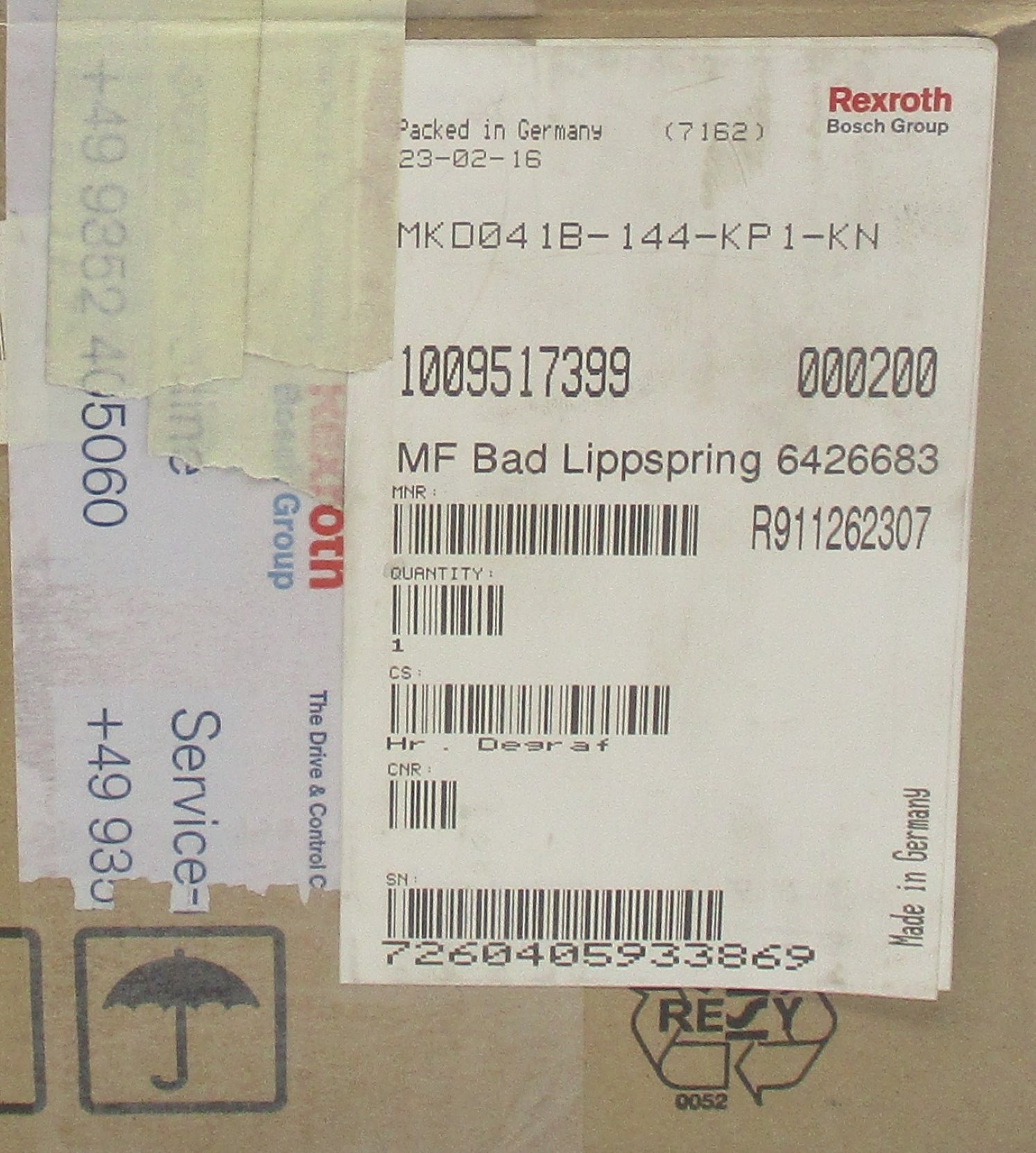 REXROTH MKD041B-144-KP1-KN R911262307 NSMP