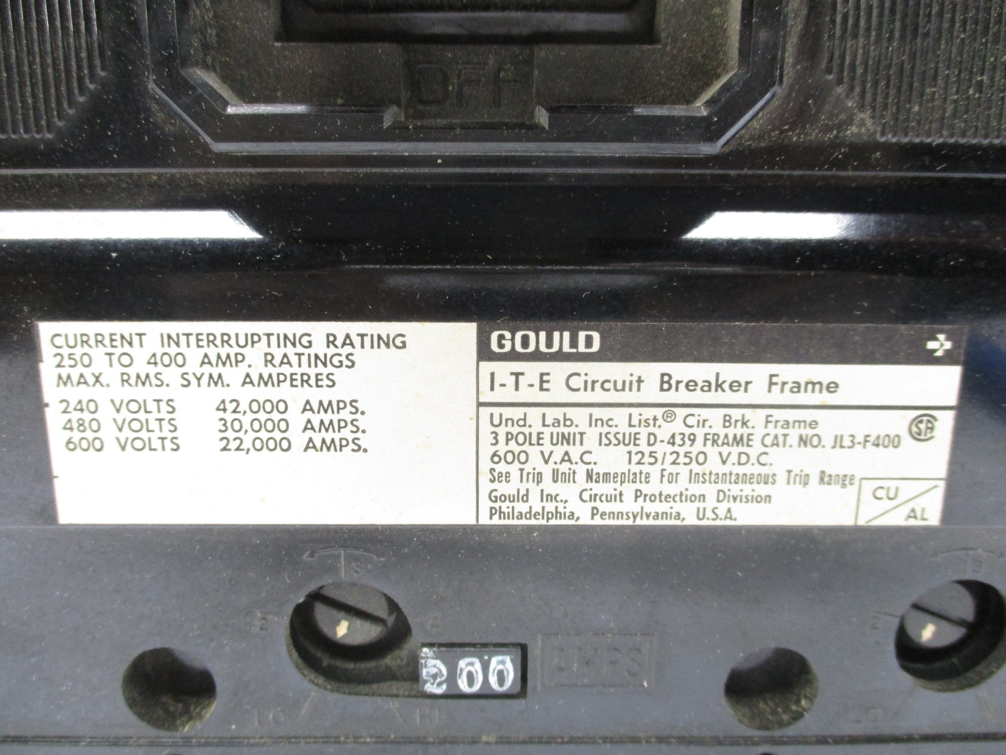 GOULD JL3-F400 400A 600VAC NSNP