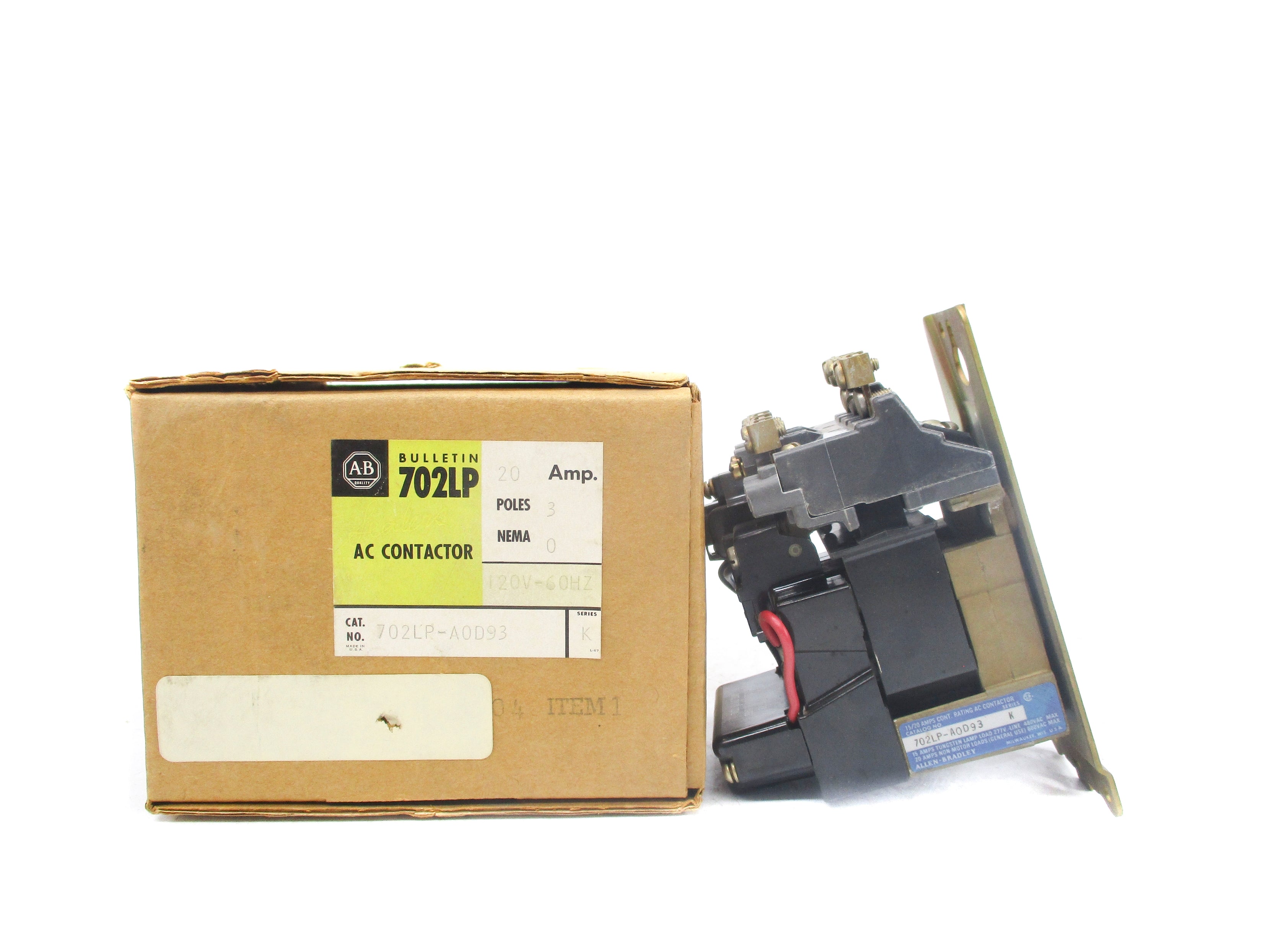 ALLEN BRADLEY 702LP-AOD93 SER. K 120V (BR/YL) NSMP