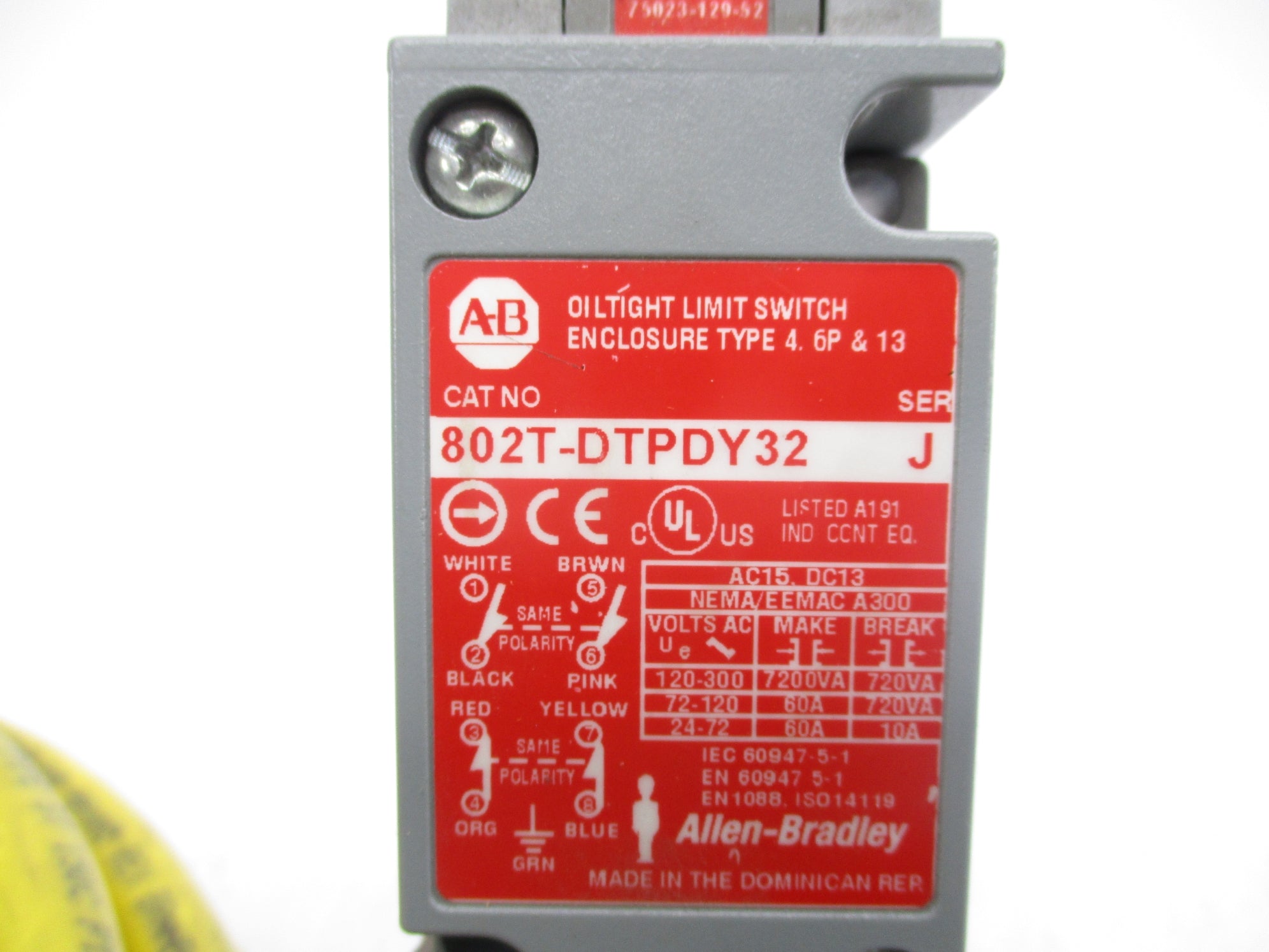 ALLEN BRADLEY 802T-DTPDY32 SER. J NSNP