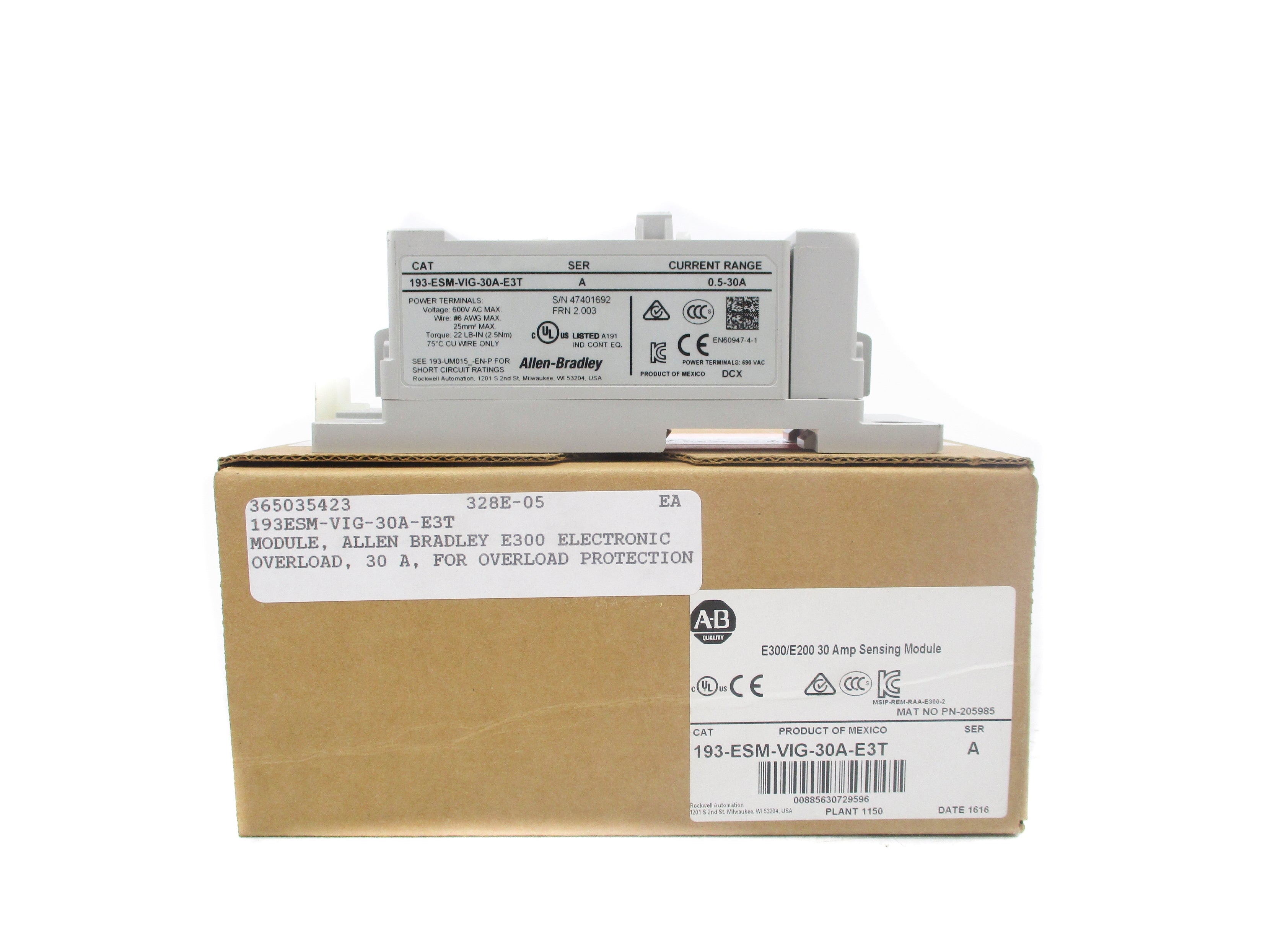 ALLEN BRADLEY 193-ESM-VIG-30A-E3T SER. A (BR/WH) NSMP