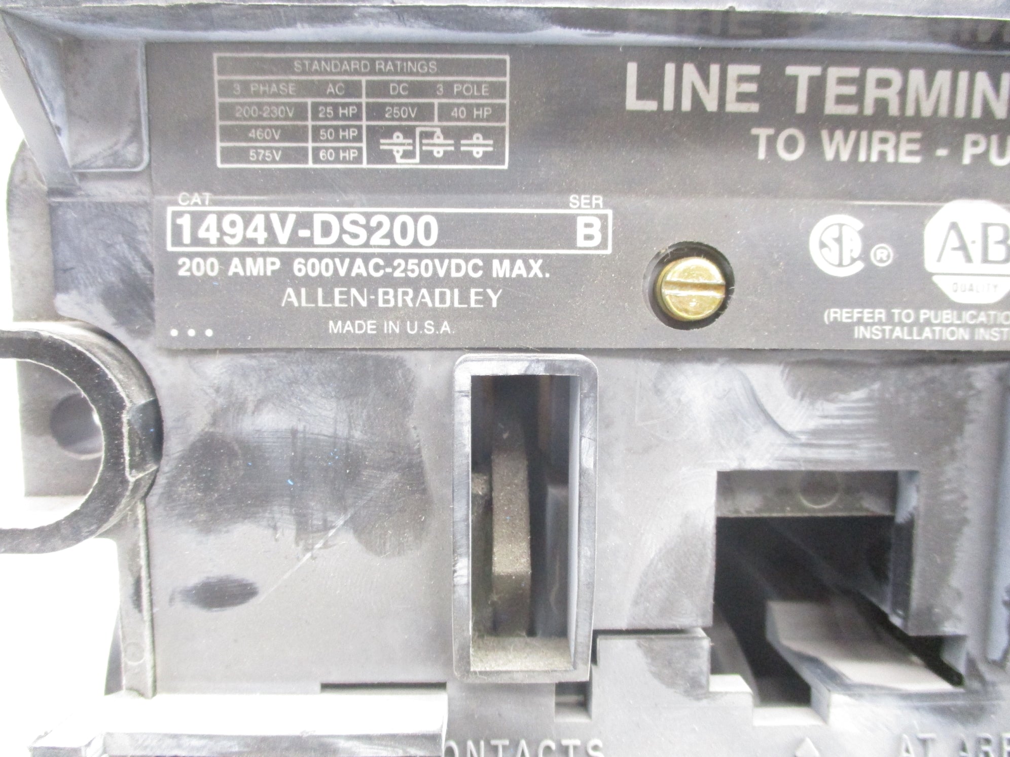 ALLEN BRADLEY 1494V-DS200 SER. B UNMP