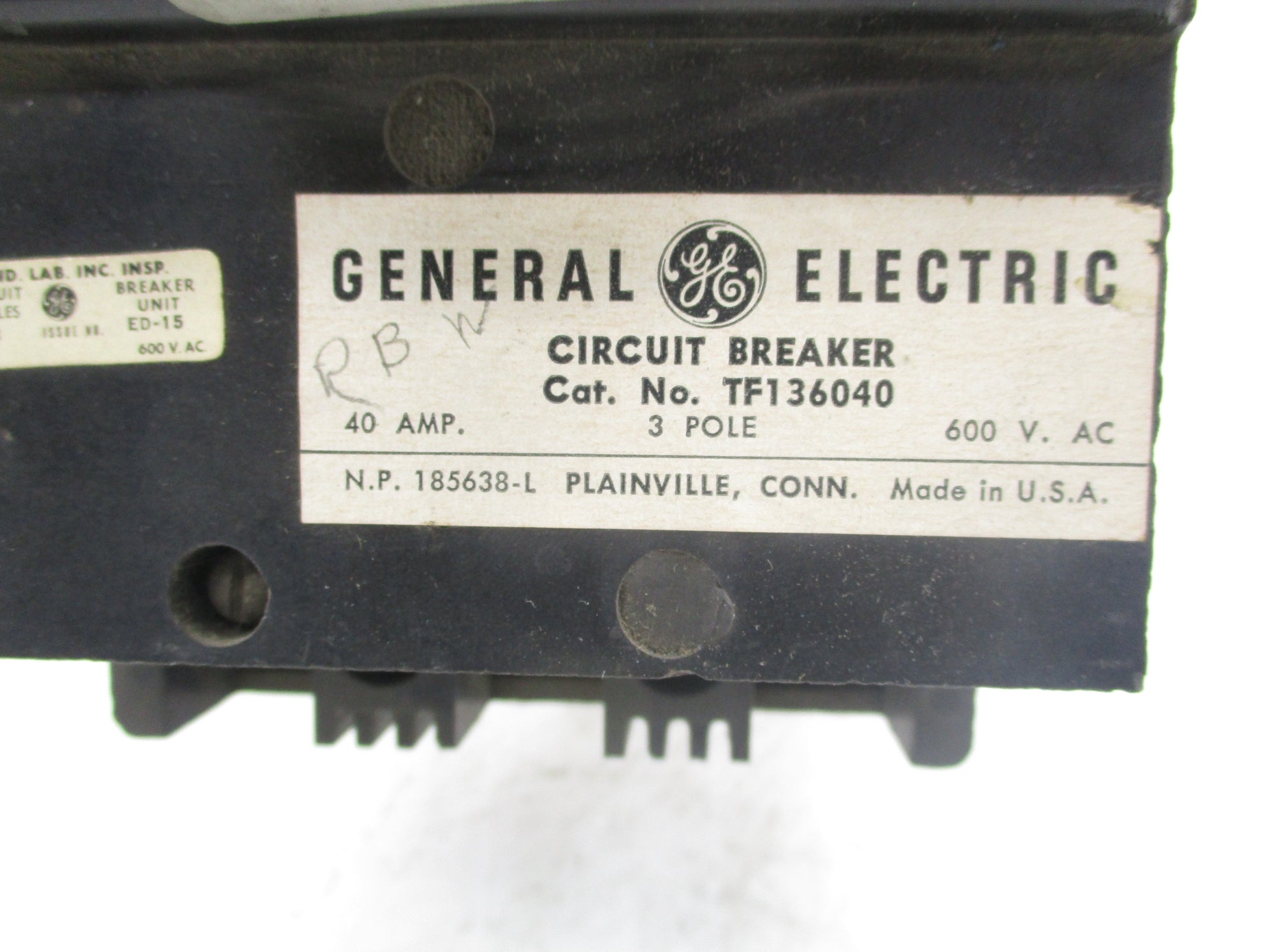 GENERAL ELECTRIC TF136040 40A 600VAC (AS PICTURED) UNMP
