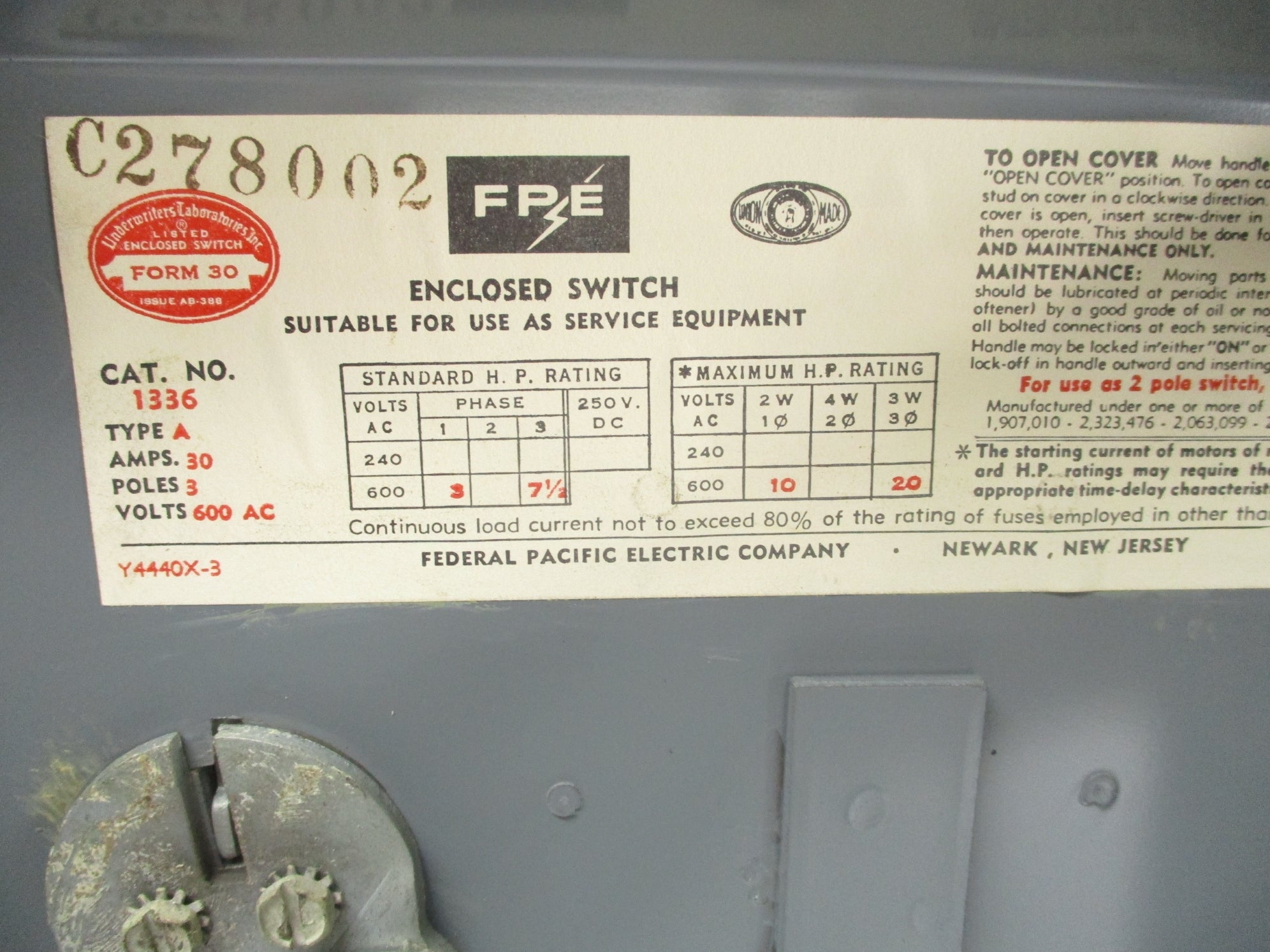 FPE 1336A UNMP