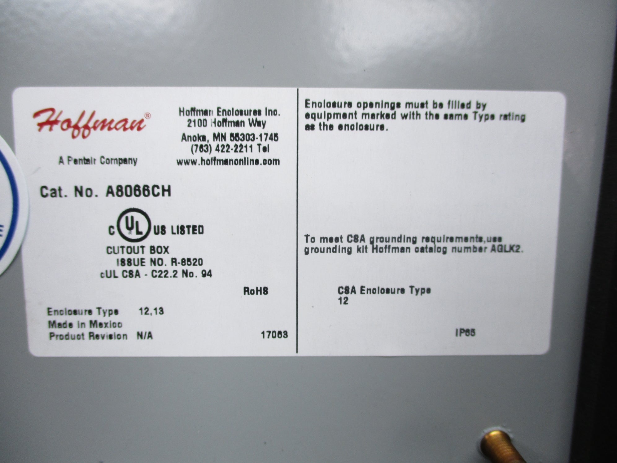 HOFFMAN A8066CH NSNP