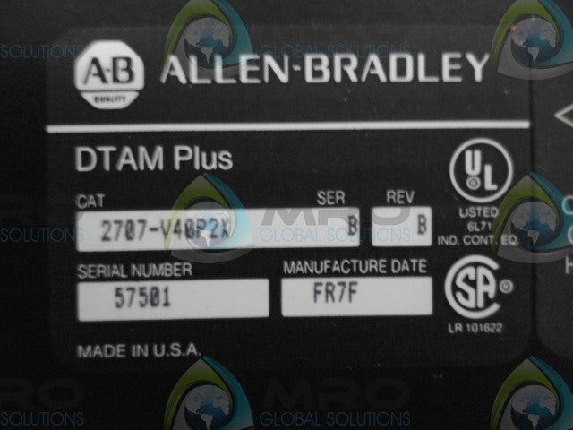 ALLEN-BRADLEY 2707-V40P2X SER B REV A OPERATOR INTERFACE *NEW IN BOX*