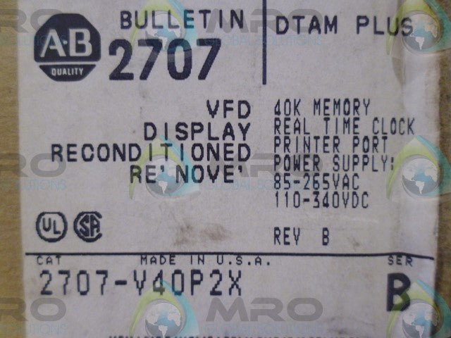 ALLEN-BRADLEY 2707-V40P2X SER B REV A OPERATOR INTERFACE *NEW IN BOX*