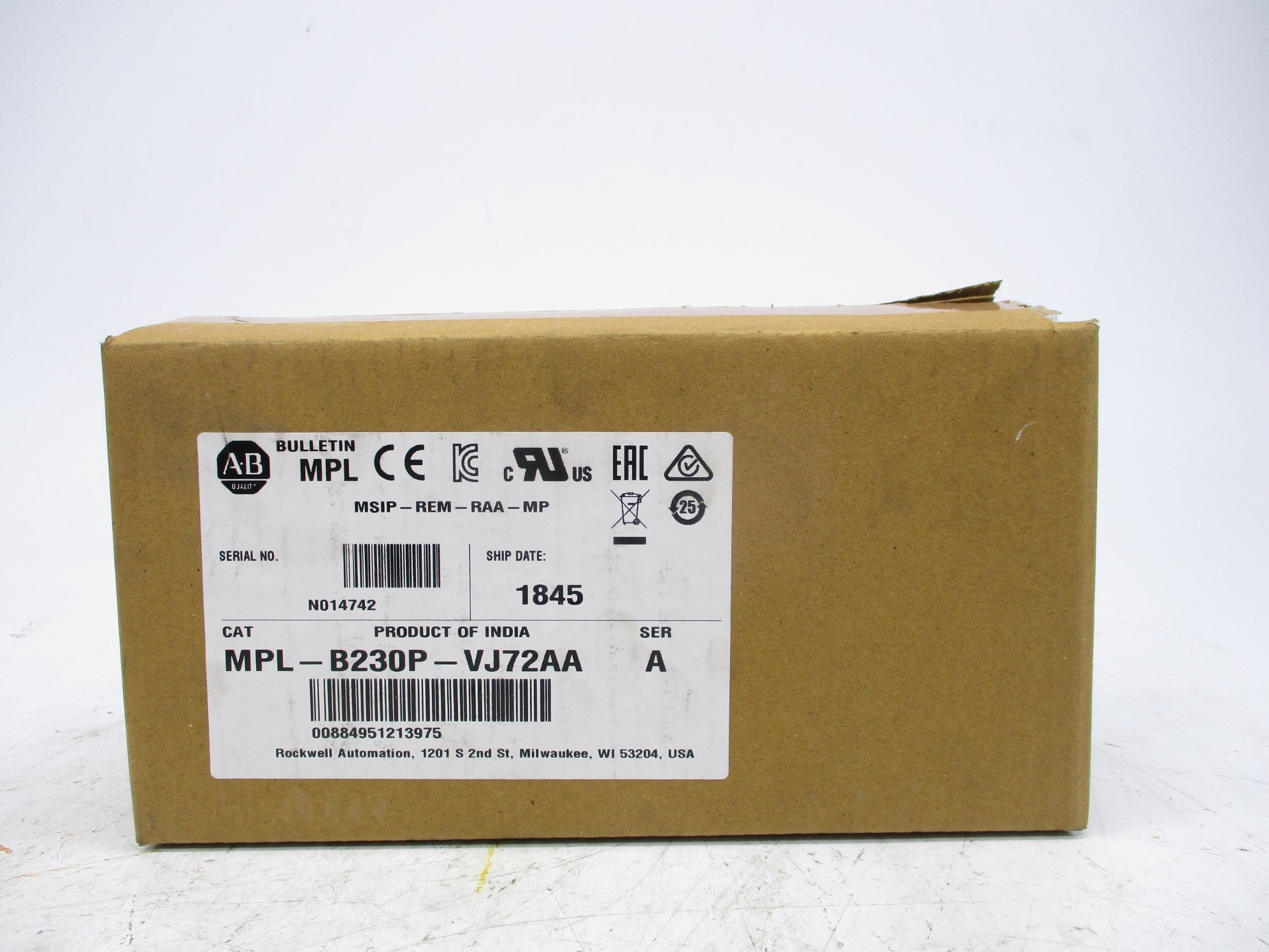 ALLEN BRADLEY MPL-B230P-VJ72AA SER. A NSMP