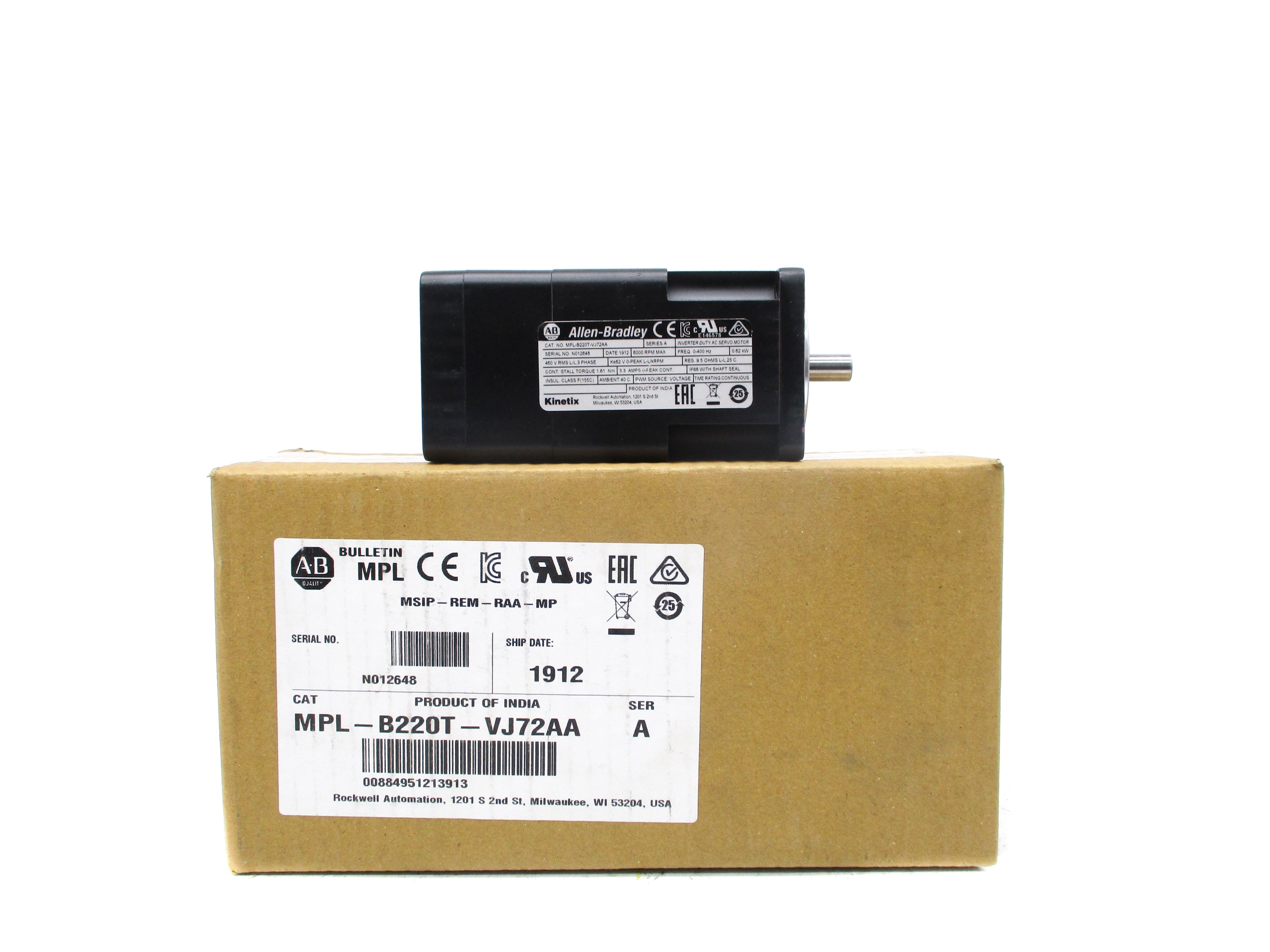ALLEN BRADLEY MPL-B220T-VJ72AA SER. A NSMP