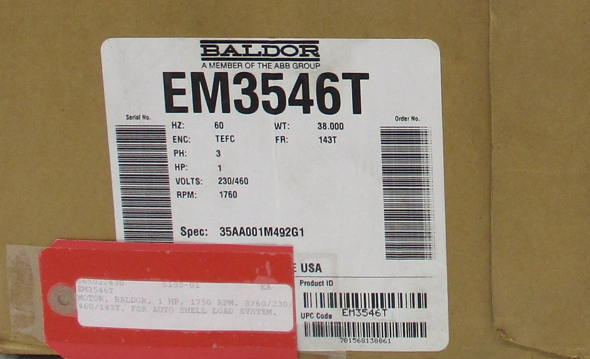 BALDOR EM3546T 230/460V 3/1.5A NSMP