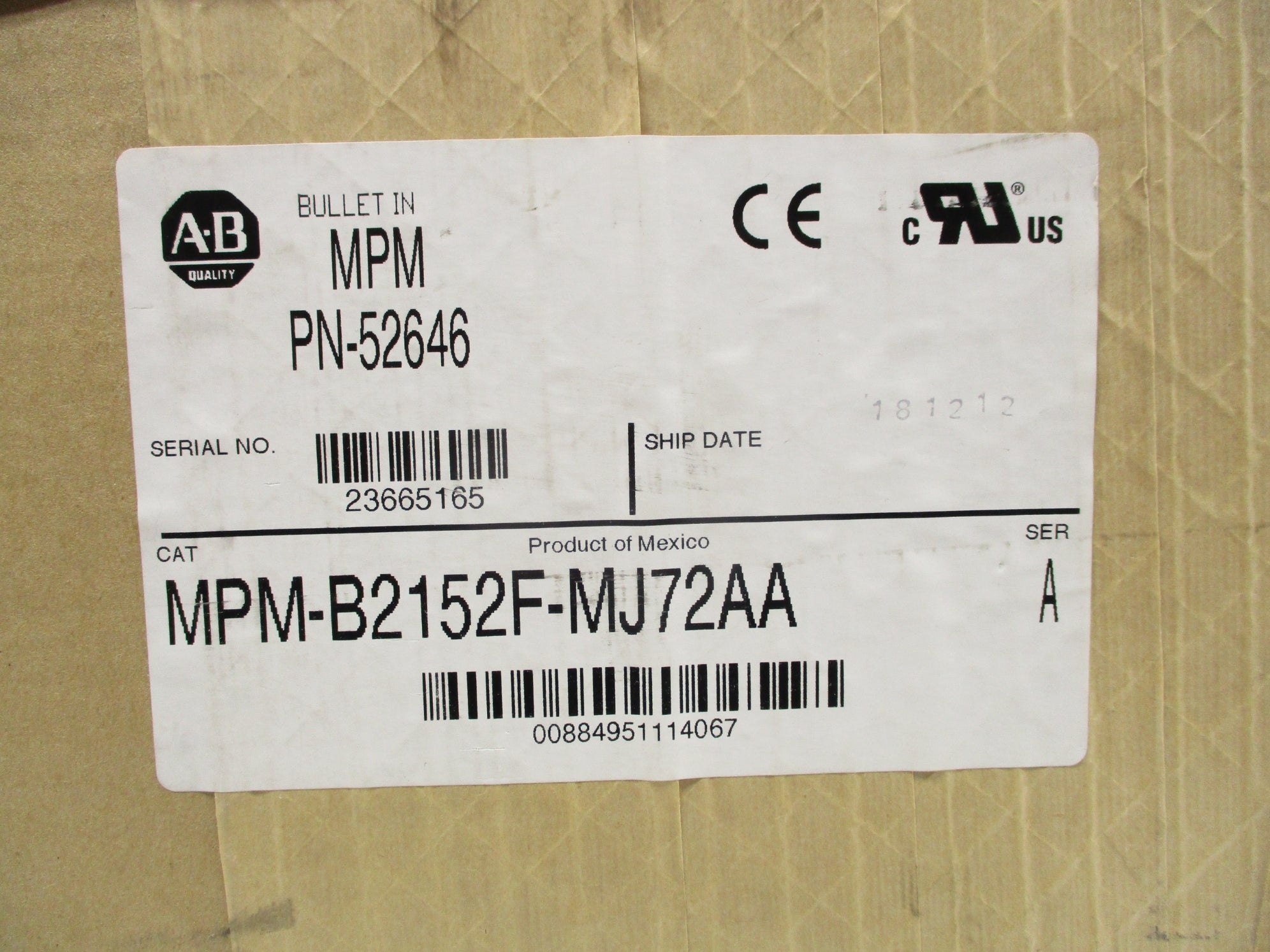 ALLEN BRADLEY MPM-B2152F-MJ72AA SER. A NSFS