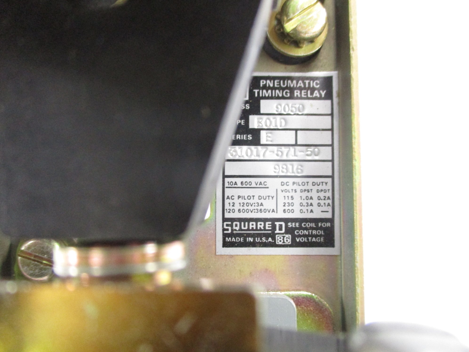 SQUARE D 9050B01D SER. E 10A 600VAC NSNP