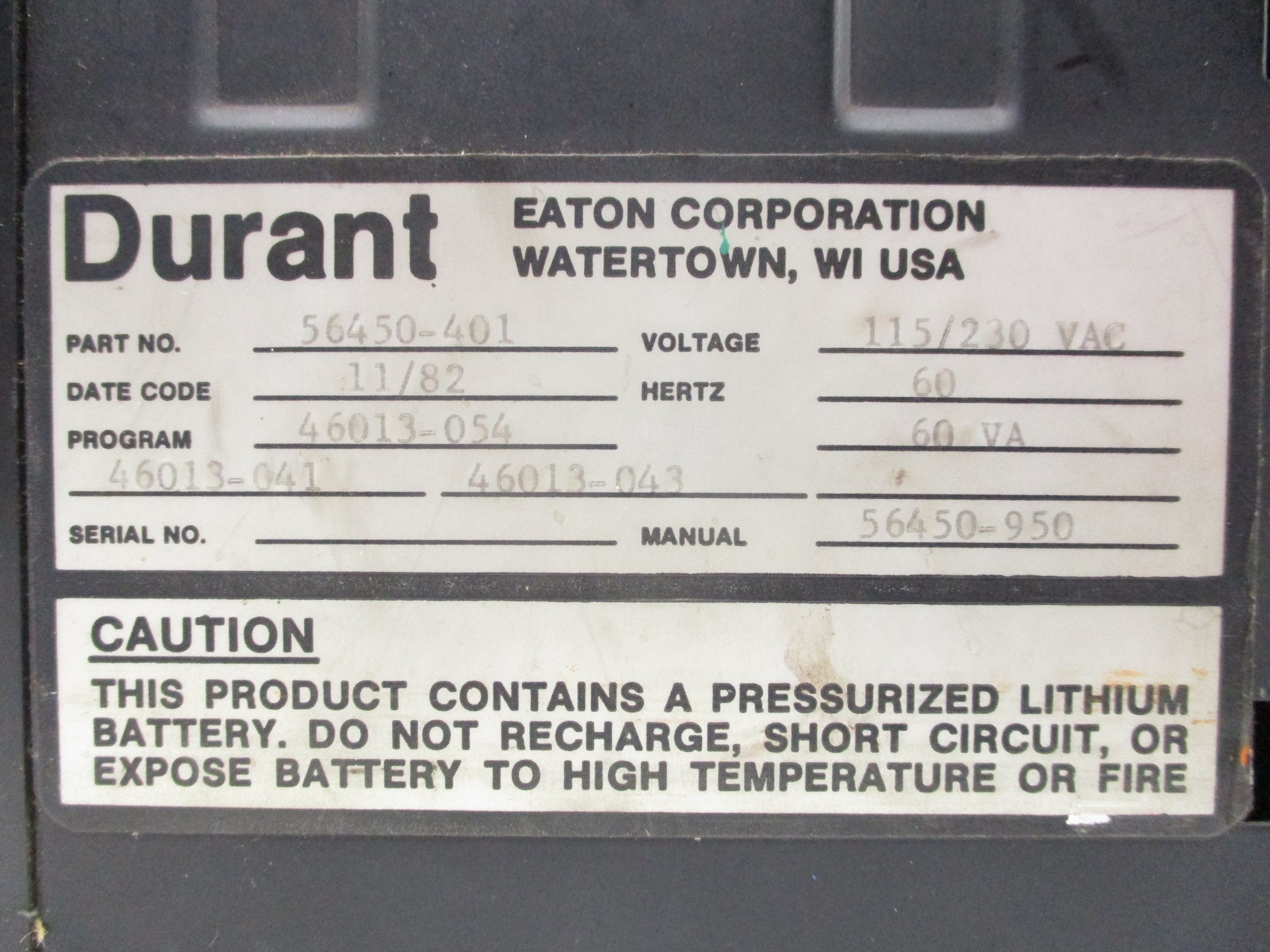 DURANT SYSTEMS 56450-401 NSNP
