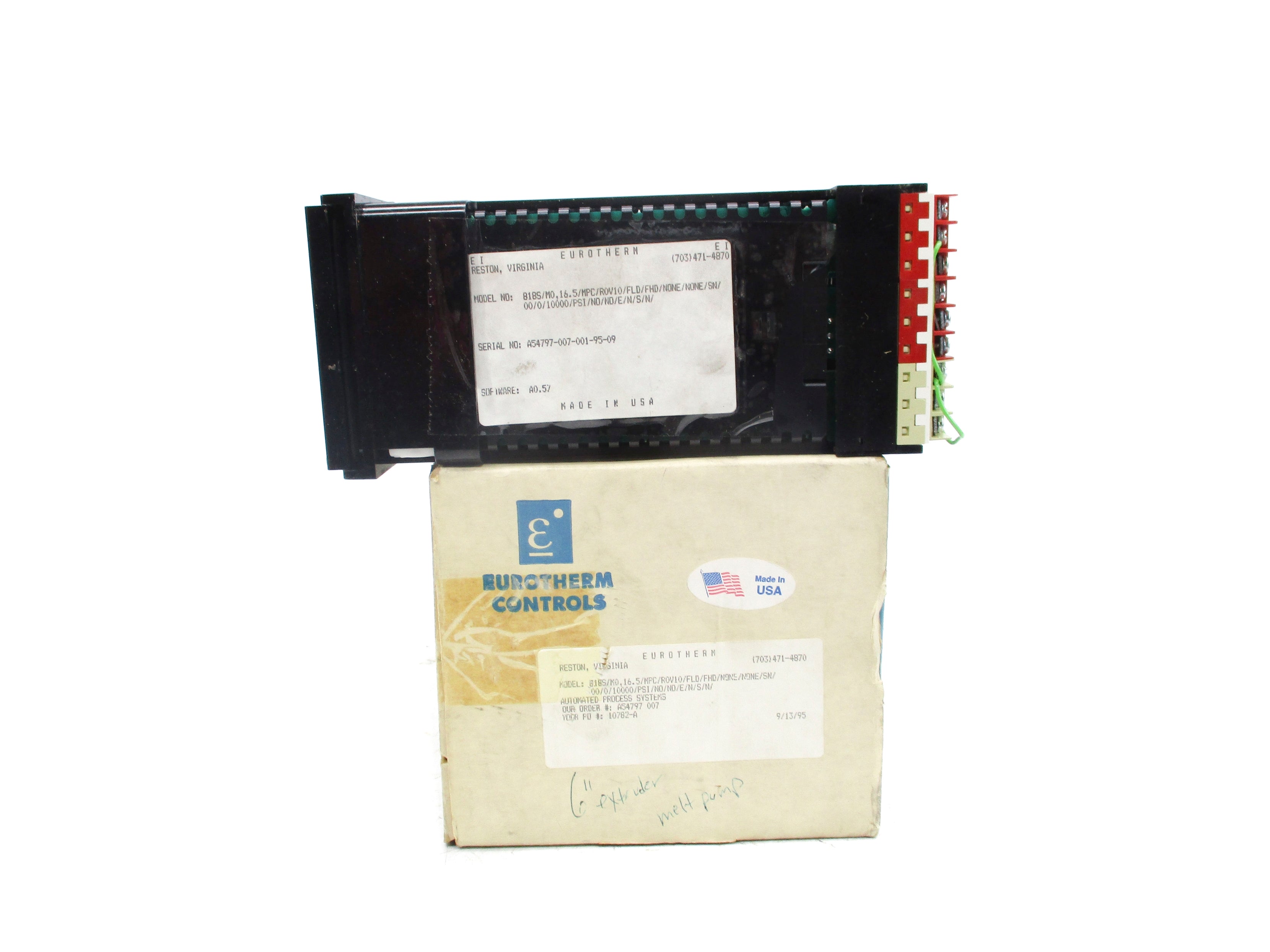 EUROTHERM 818S/M0,16.5/MPC/R0V10/FLD/FHD/NONE/NONE/SN/00/0/10000/PSI/NO/NO NSMP