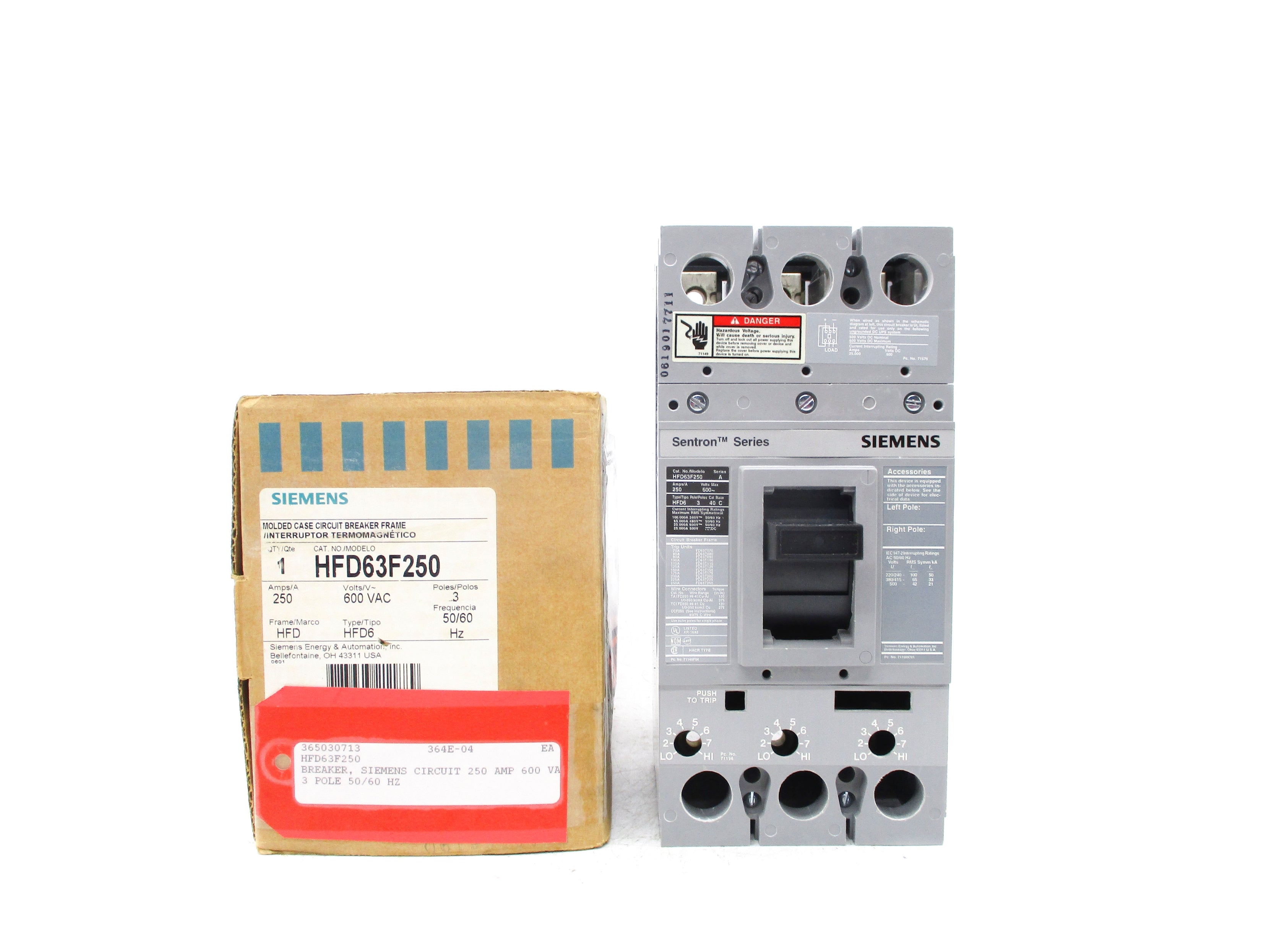 SIEMENS HFD63F250 250A 600VAC NSMP