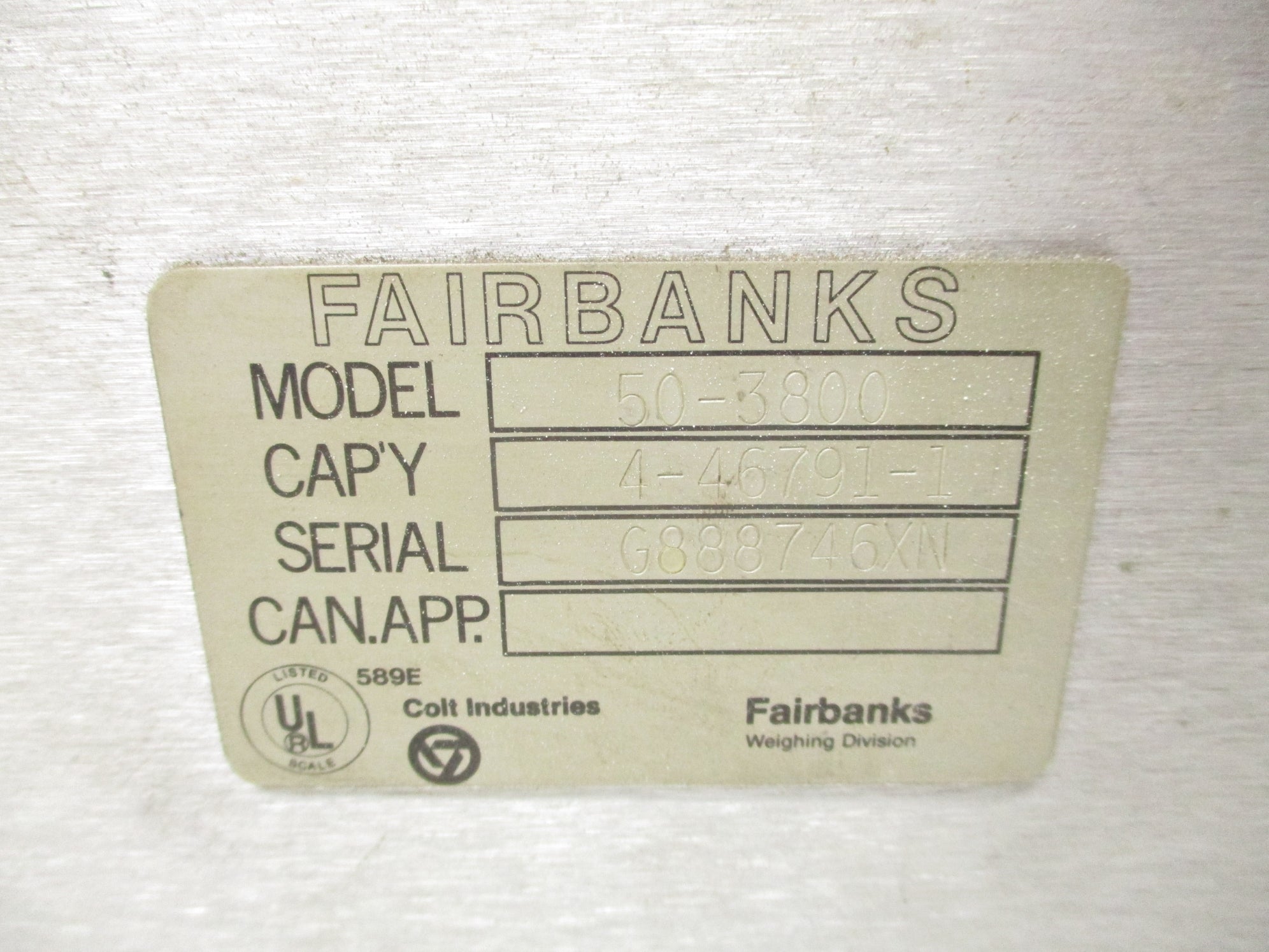 FAIRBANKS 50-3800 UNMP