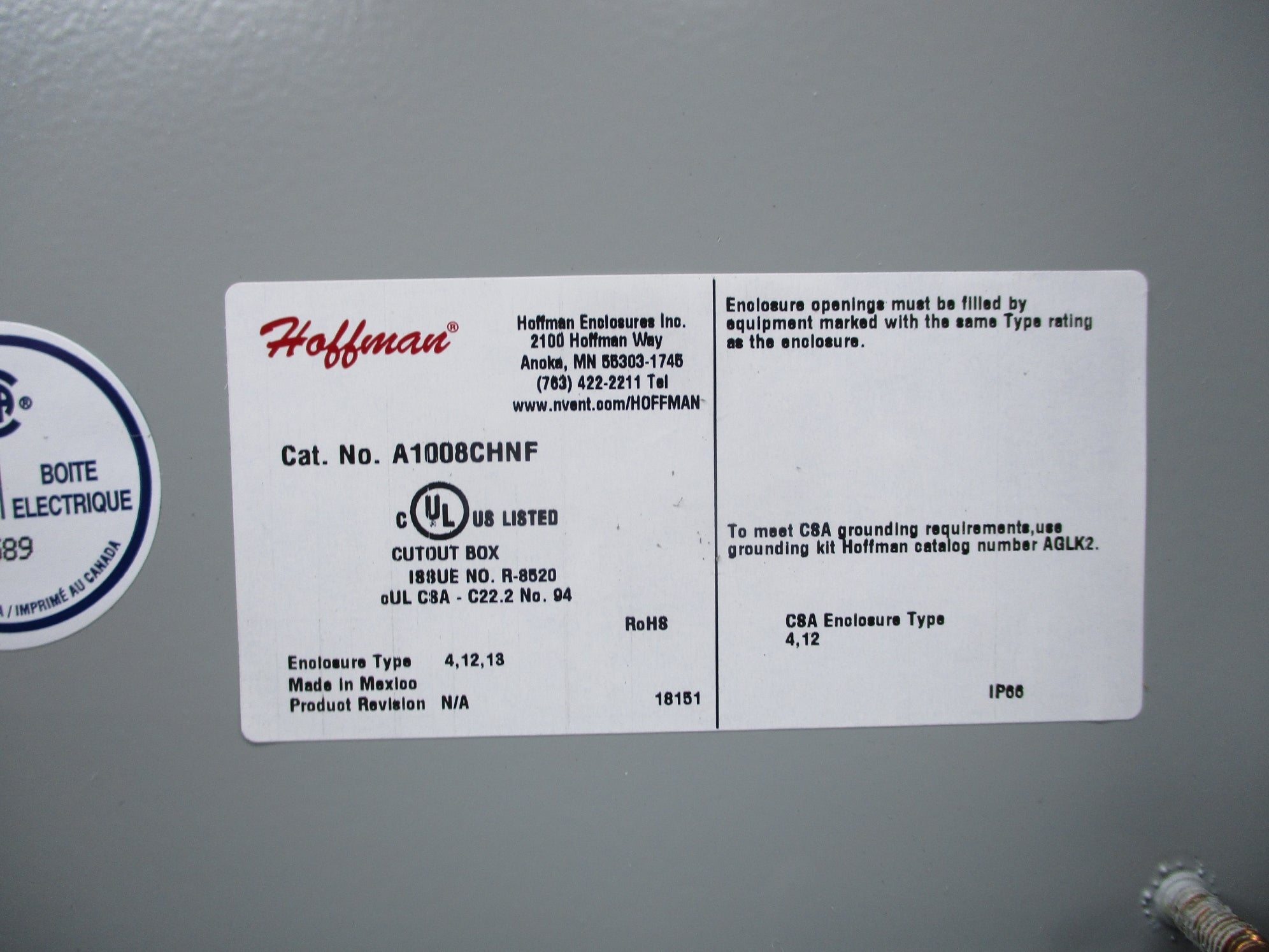 HOFFMAN A1008CHNF NSNP