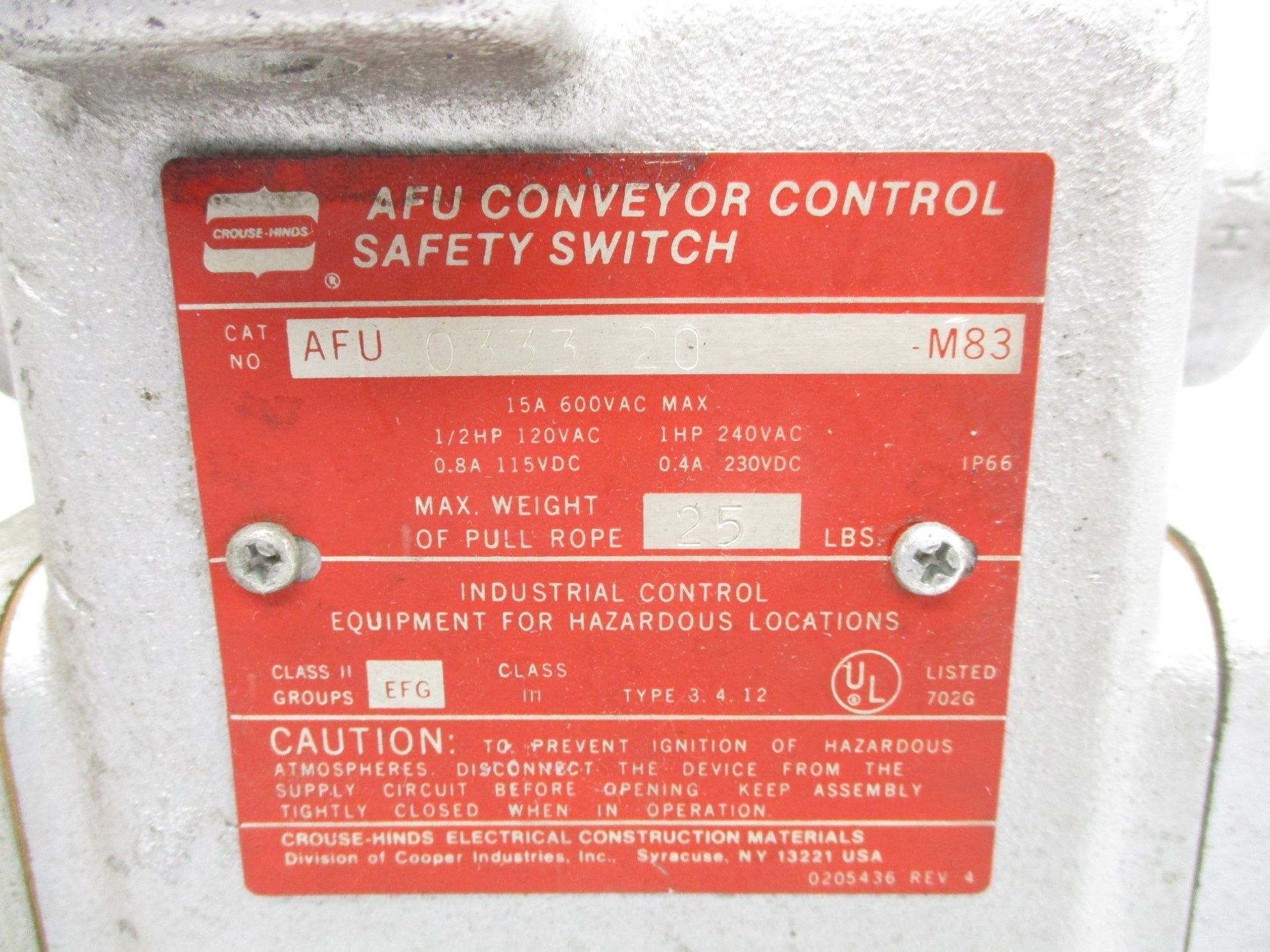 CROUSE HINDS AFU033320-M83 NSNP