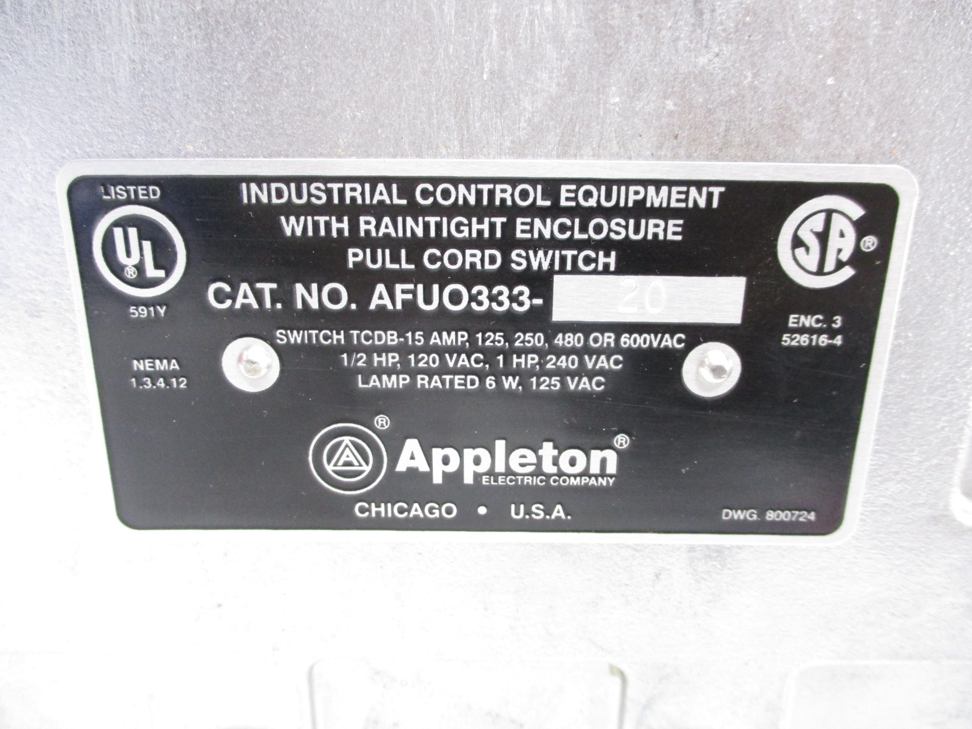 APPLETON AFUO333-20 UNMP