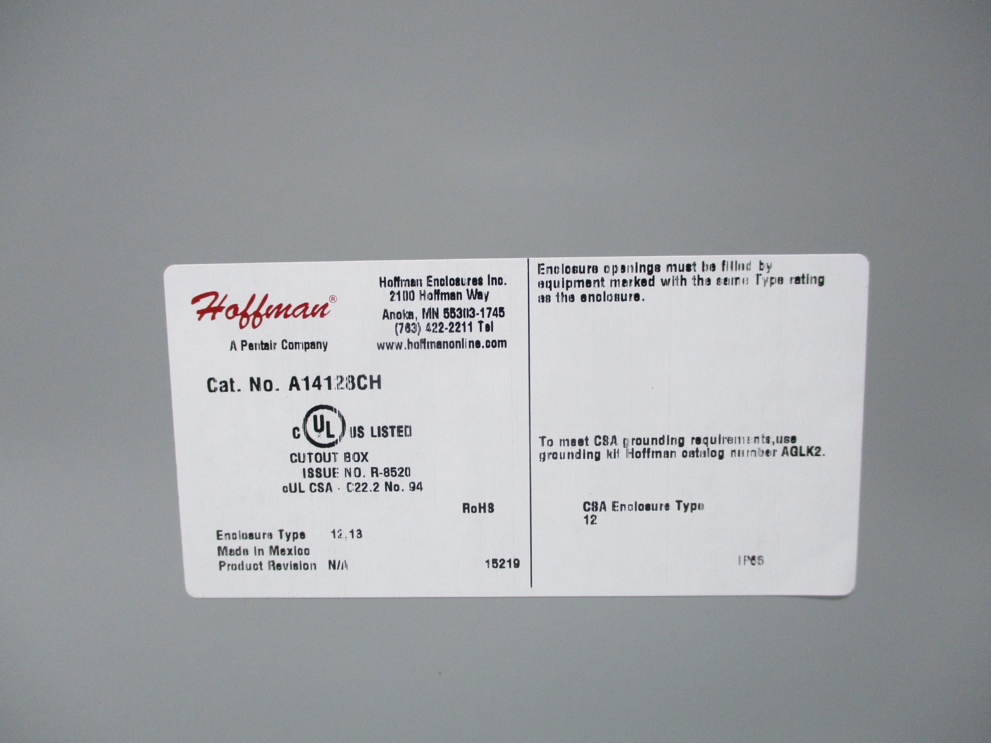 HOFFMAN A14128CH NSNP