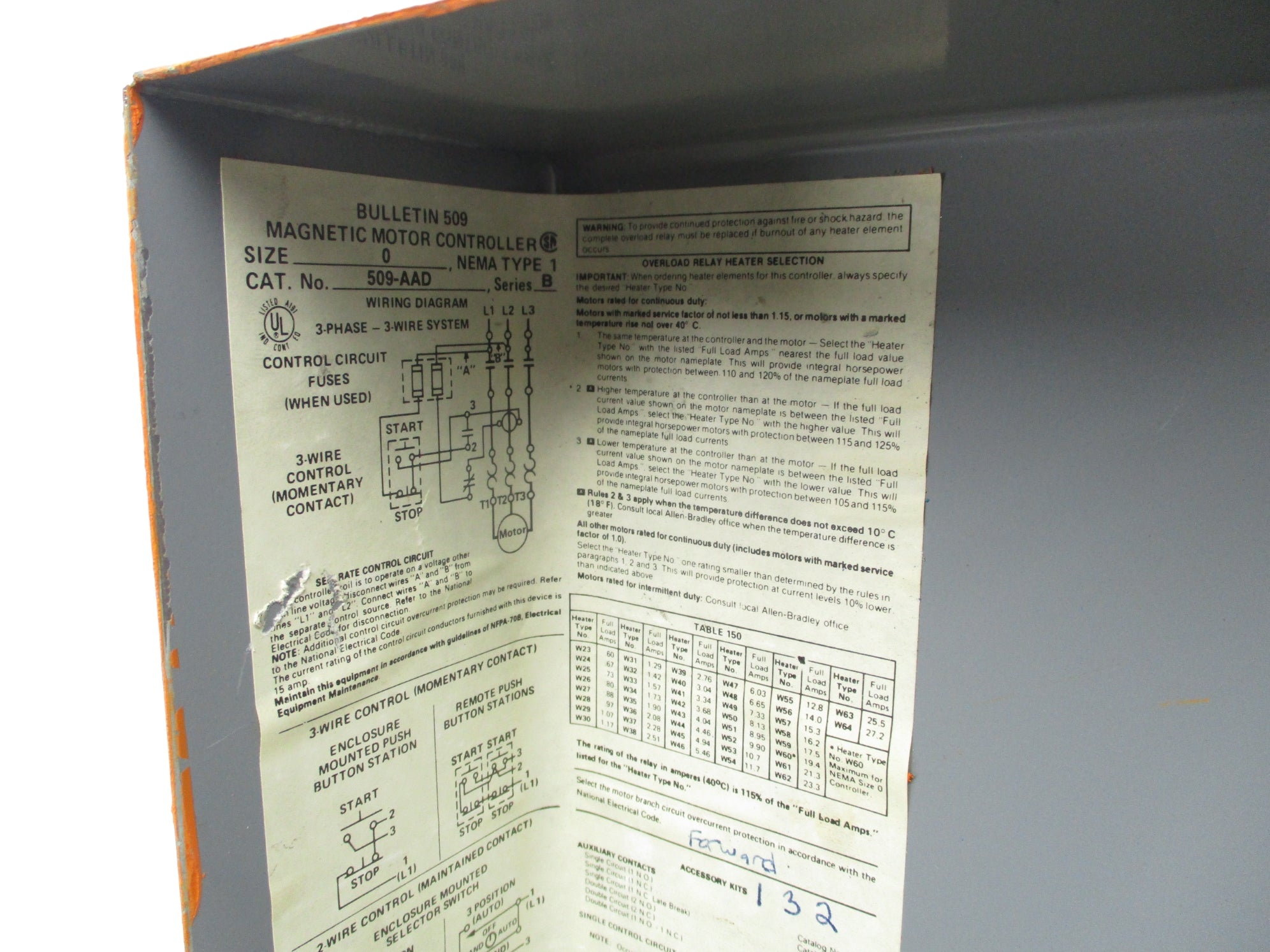 INDUSTRIAL SPARE PART 509-AAD SER. B (AS PICTURED) UNMP