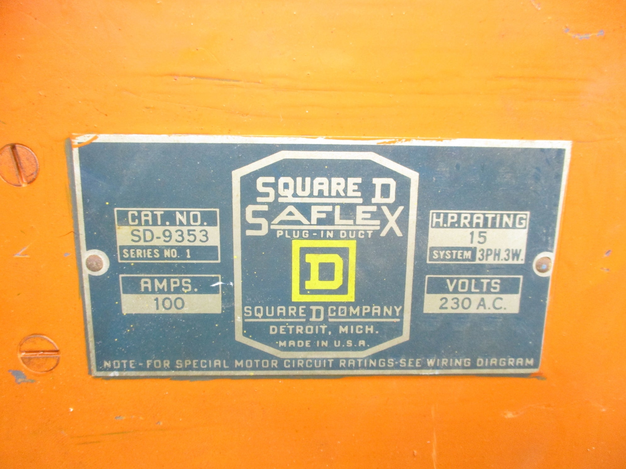 SQUARE D SD9353 SER. 1 UNMP