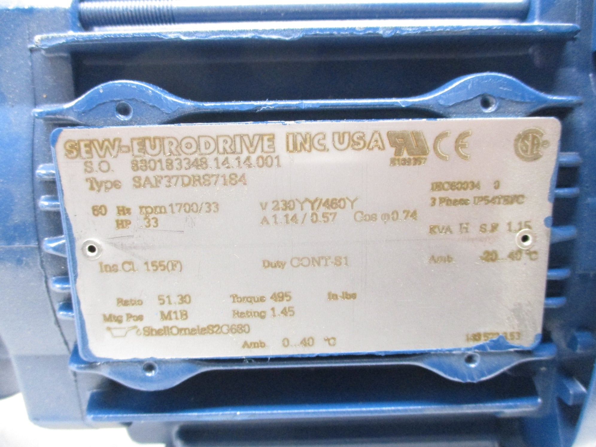SEW EURODRIVE SAF37DRS71S4 NSNP
