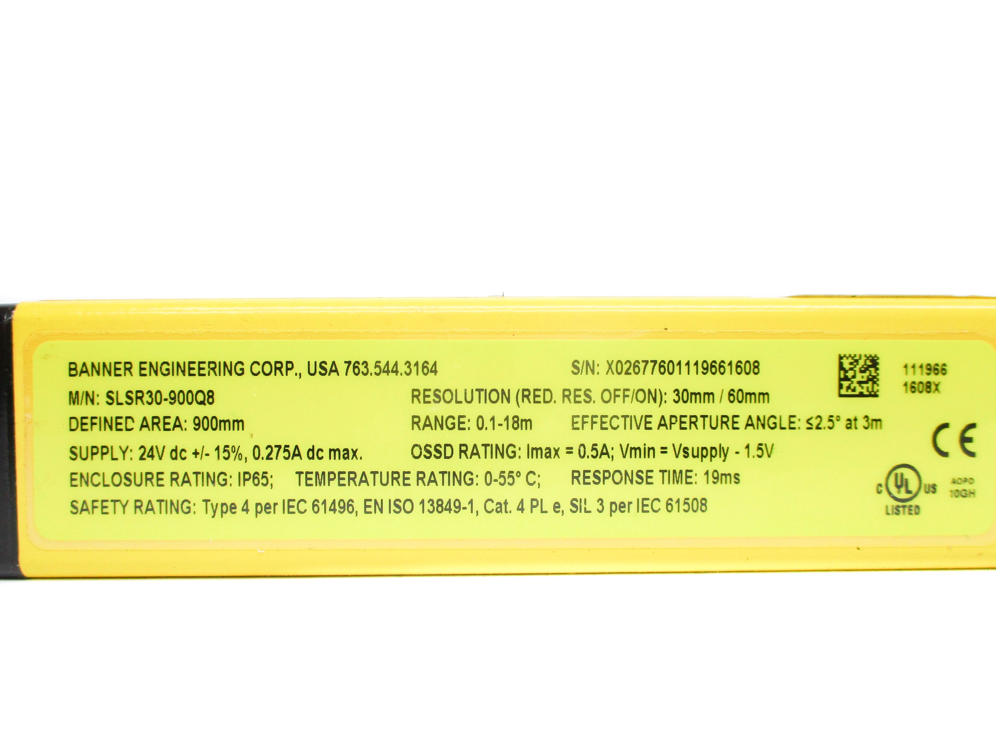 BANNER ENGINEERING SLSR30-900Q8 24VDC 0.275A NSNP
