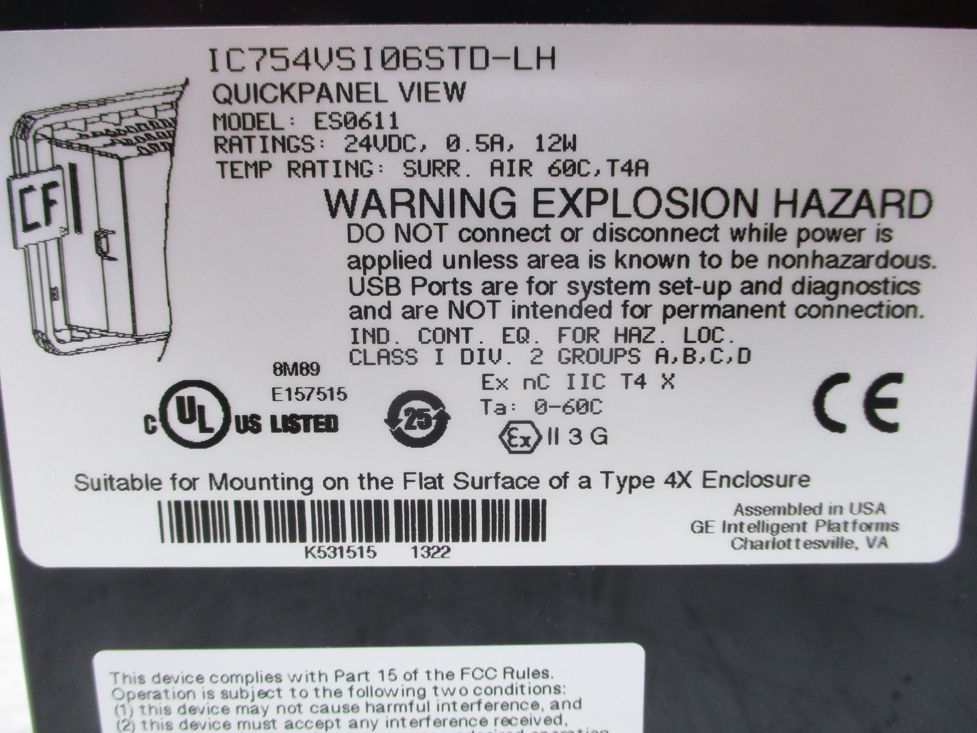 GENERAL ELECTRIC IC754VSI06STD-LH NSNP