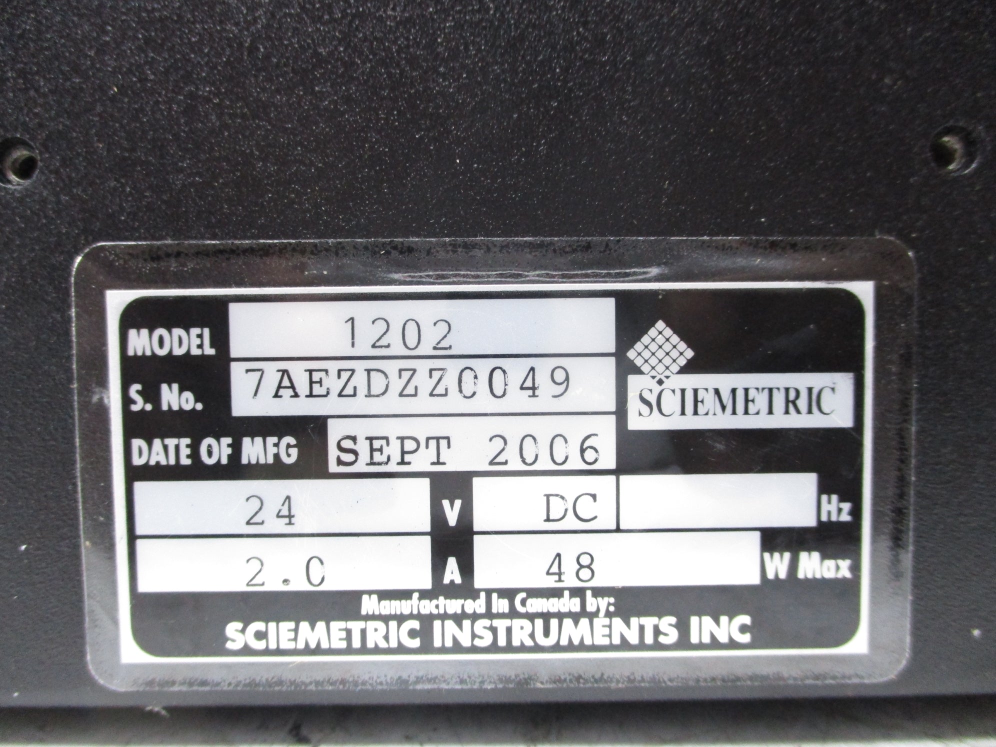 SCIEMETRIC INSTRUMENTS 1202 NSNP