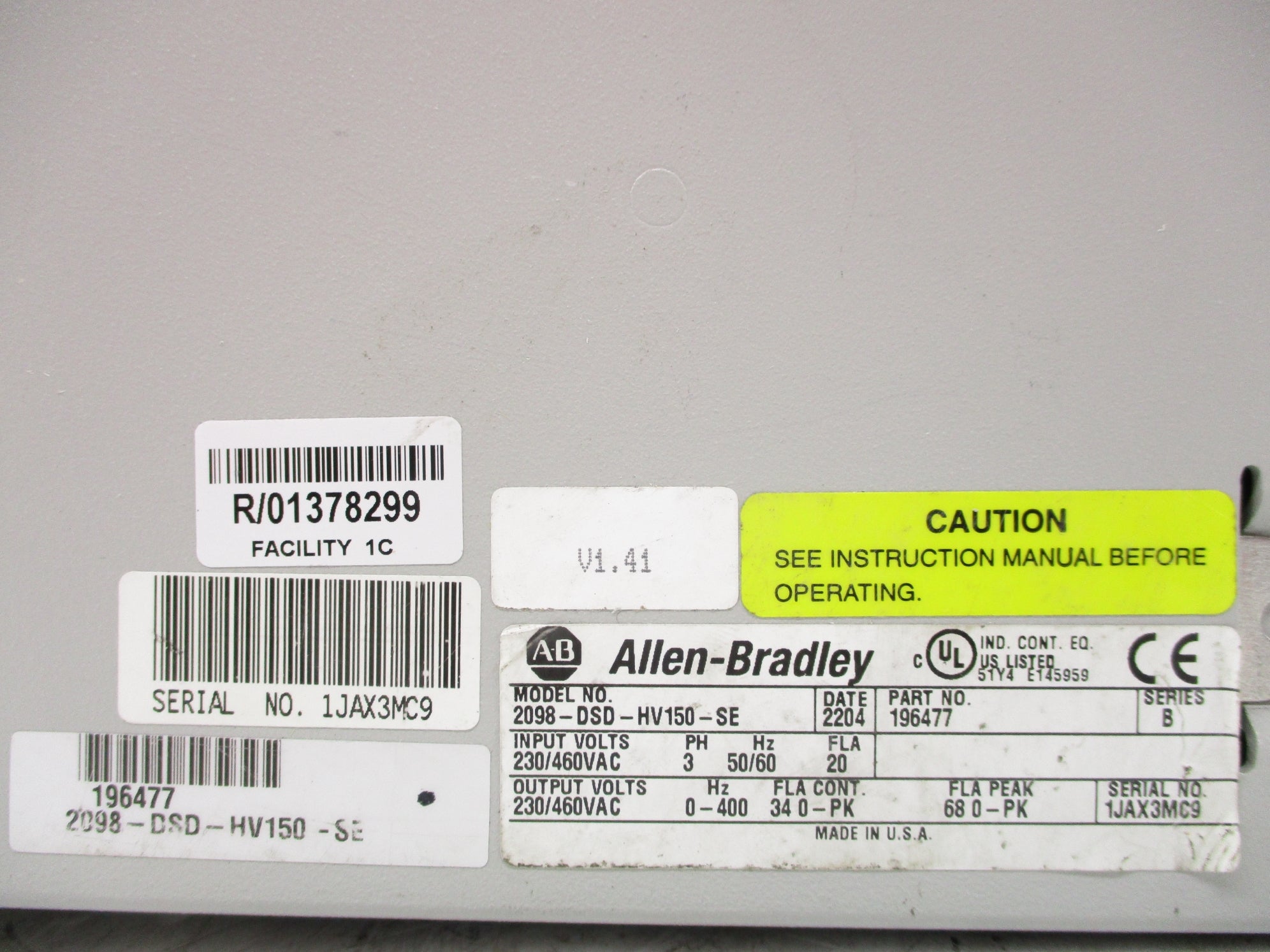 ALLEN BRADLEY 2098-DSD-HV150-SE SER. B UNMP