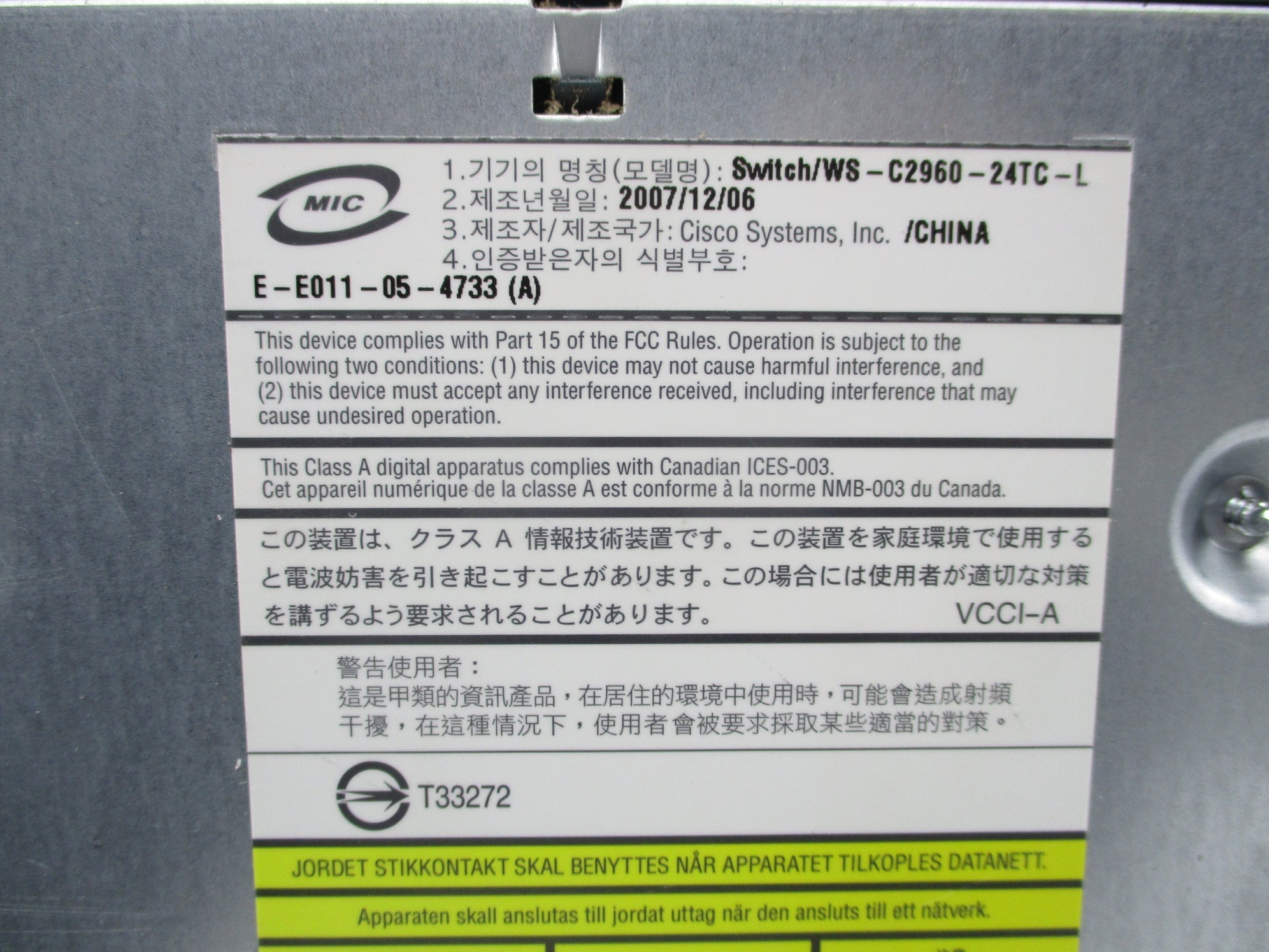 MIC WS-C2960-24TC-L UNMP