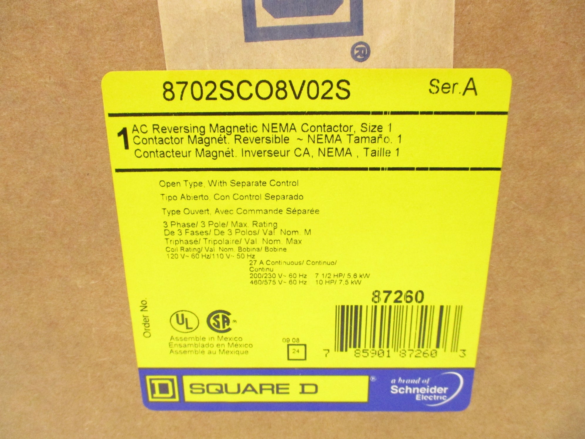 SQUARE D 8702SCO8V02S SER. A 120V NSFS