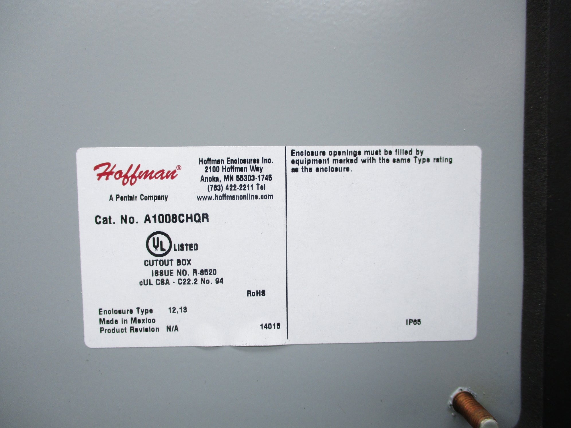 HOFFMAN A1008CHQR NSNP