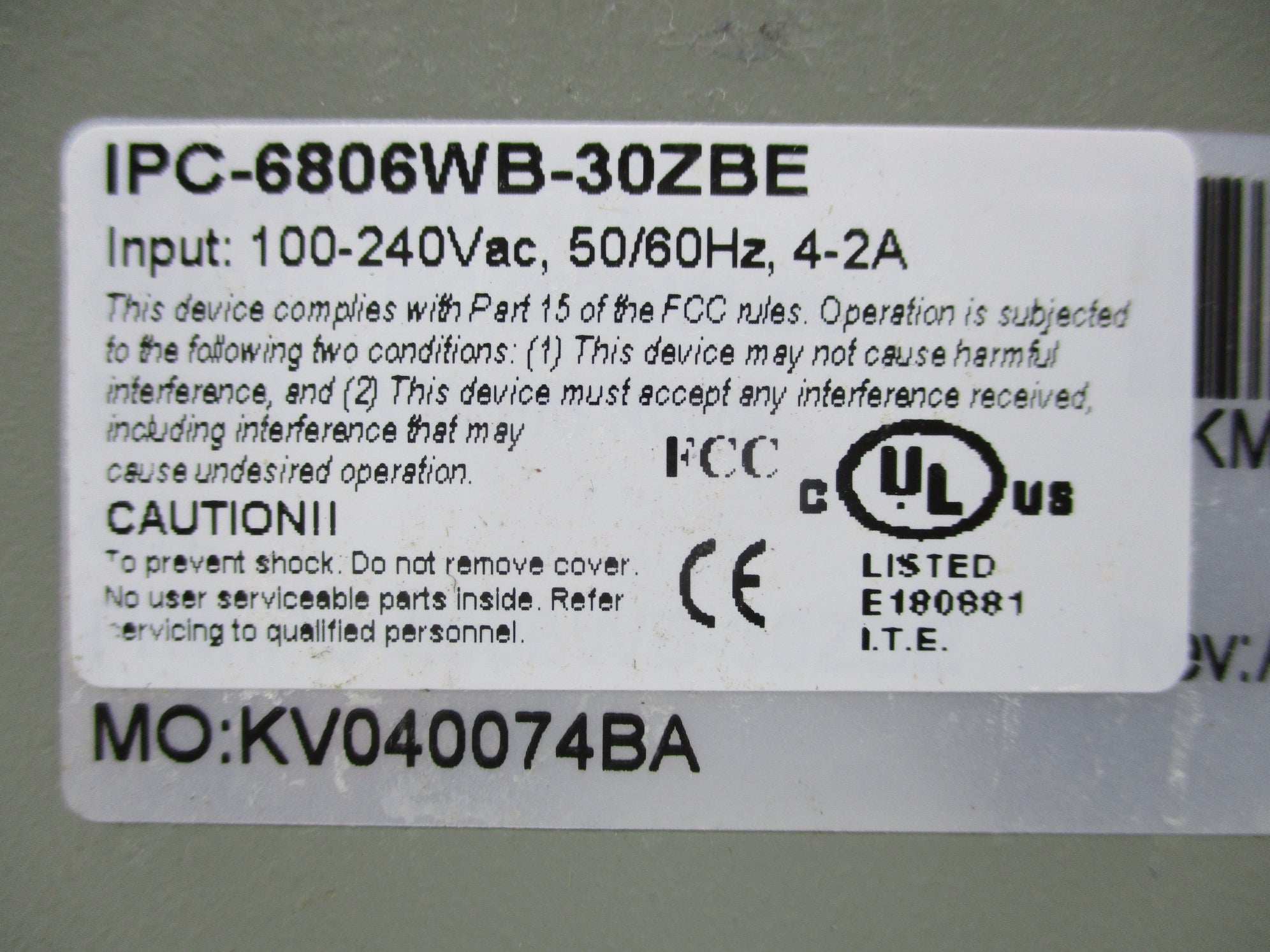ADVANTECH IPC-6806WB-30ZBE UNMP