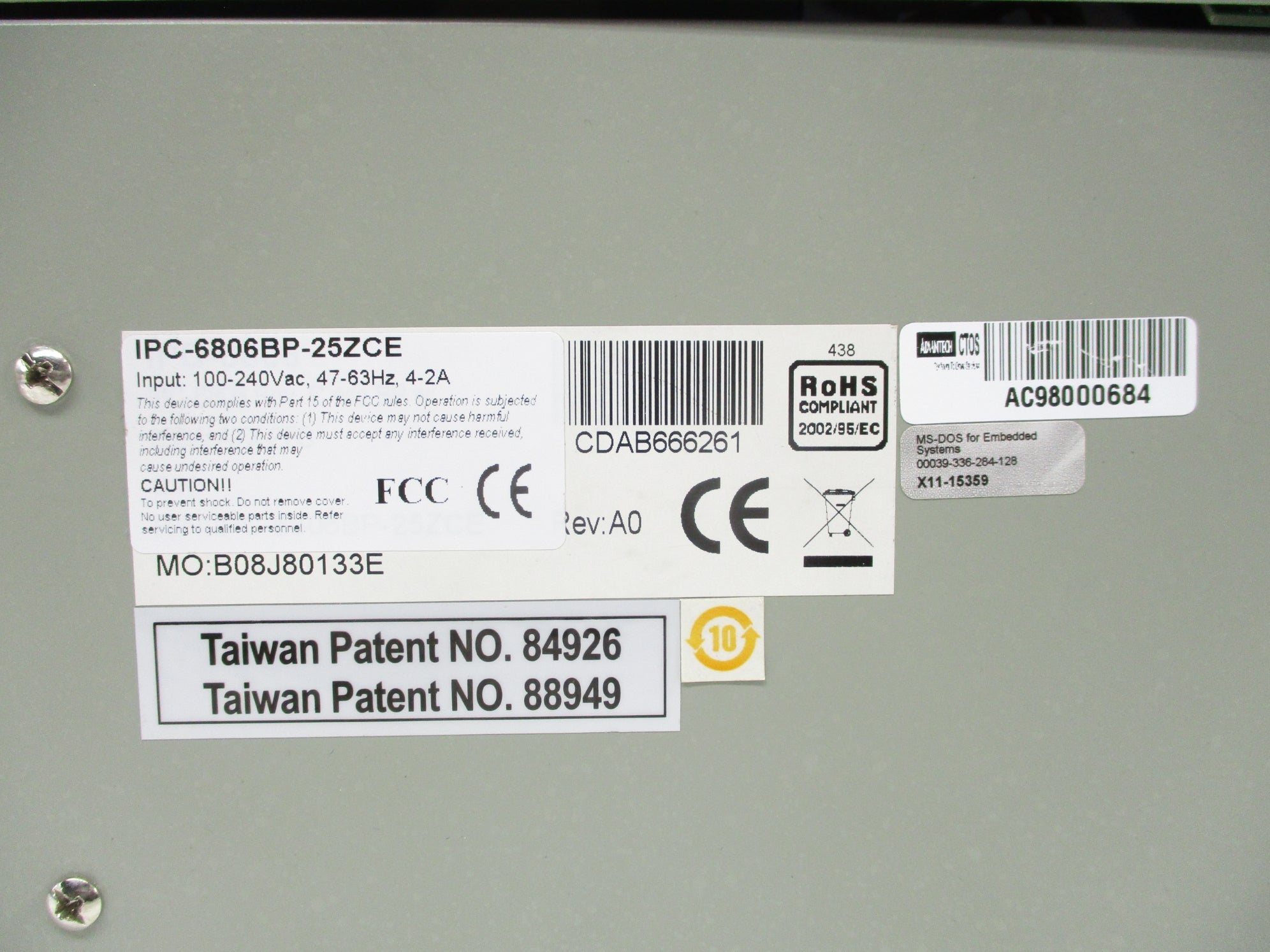ADVANTECH IPC-6806BP-25ZCE UNMP