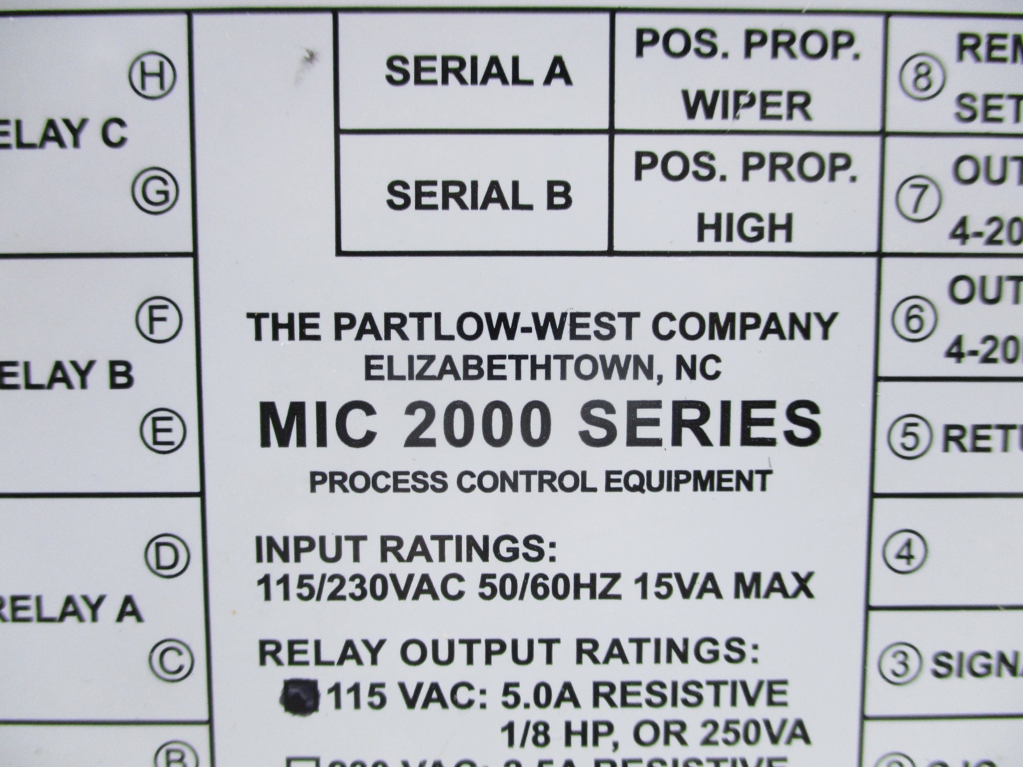 PARTLOW MIC2000 2330001 UNMP