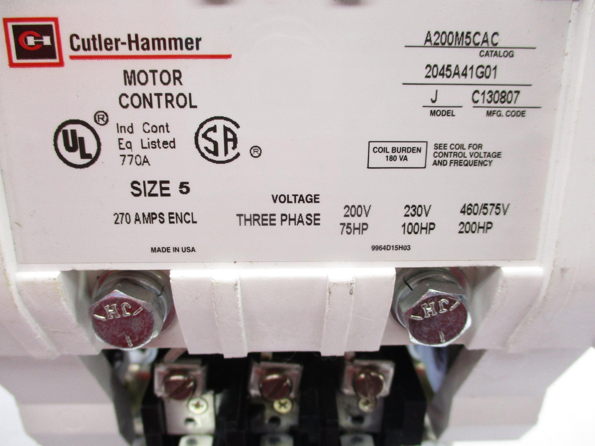 CUTLER HAMMER A200M5CAC UNMP