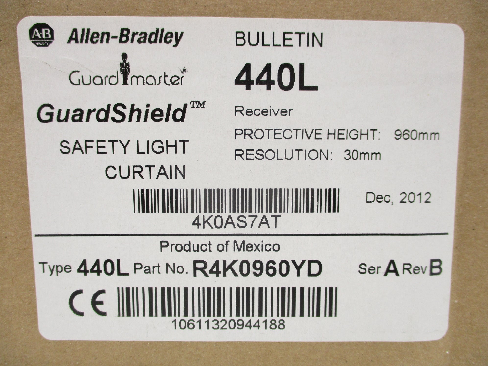 ALLEN BRADLEY 440LR4K0960YD SER. A DATE: 2012 (BR/WH) NSFS