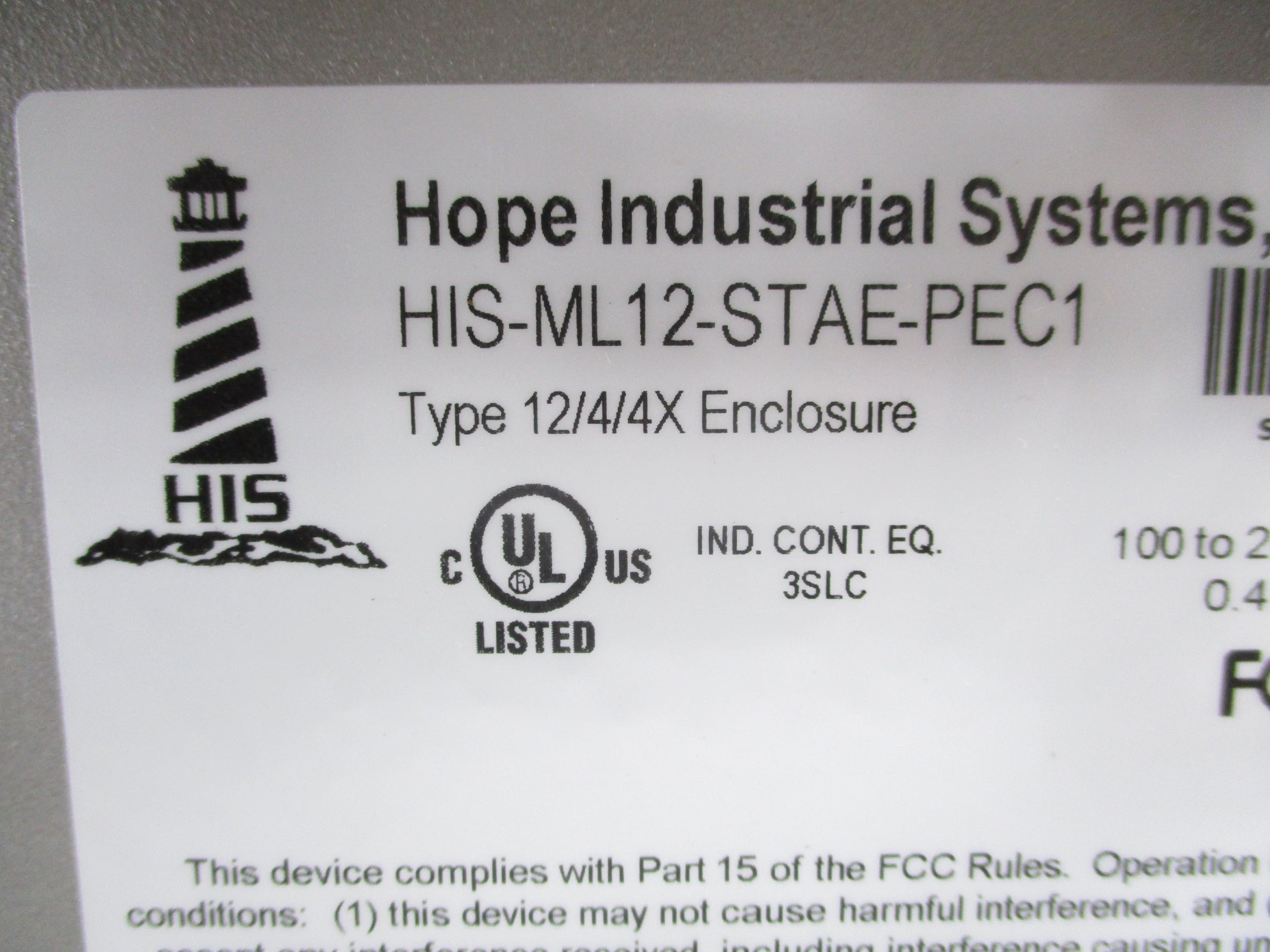HOPE INDUSTRIAL SYSTEMS HIS-ML12-STAE-PEC1 NSNP