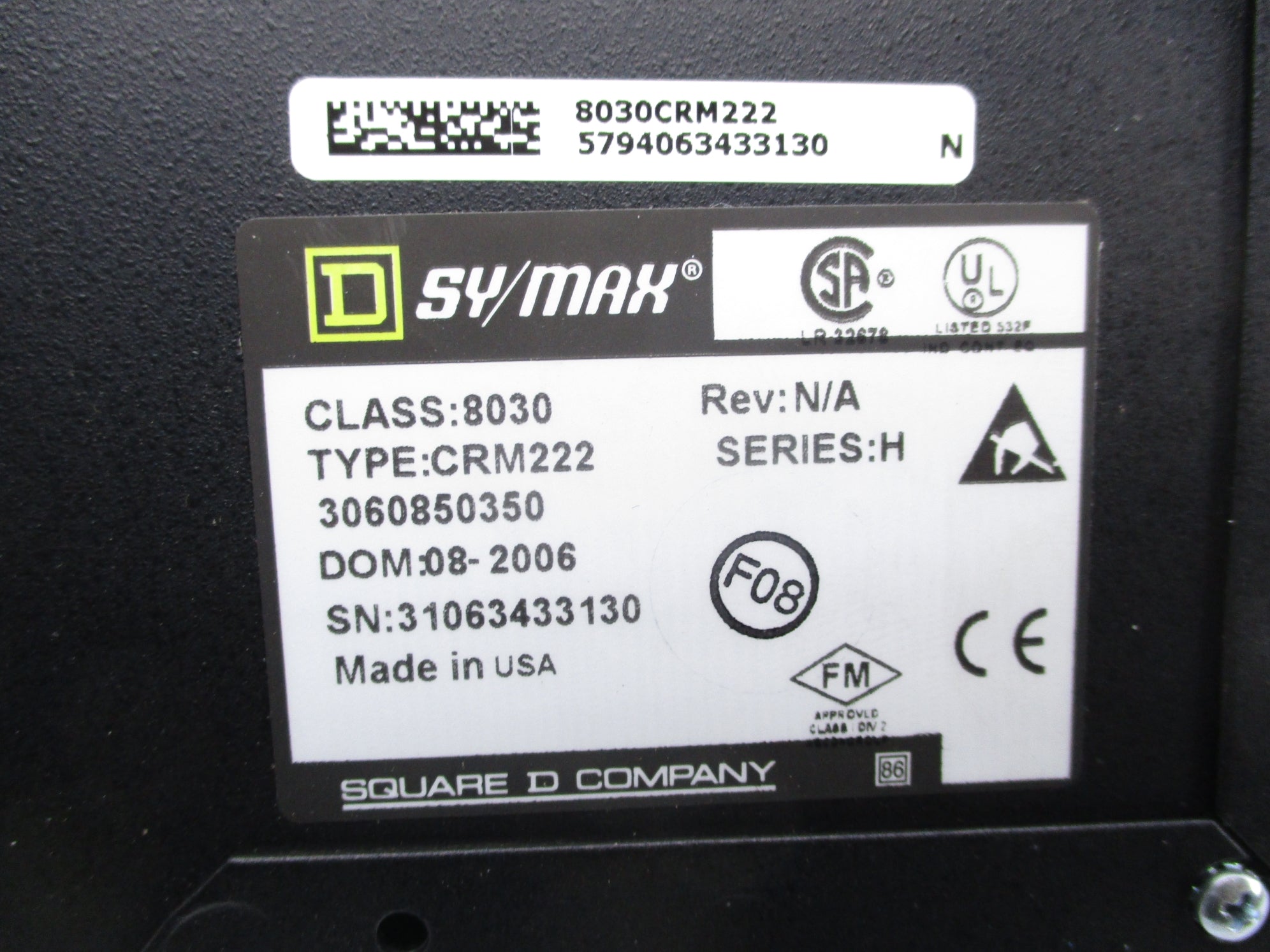 SQUARE D 8030CRM222 SER. H UNMP