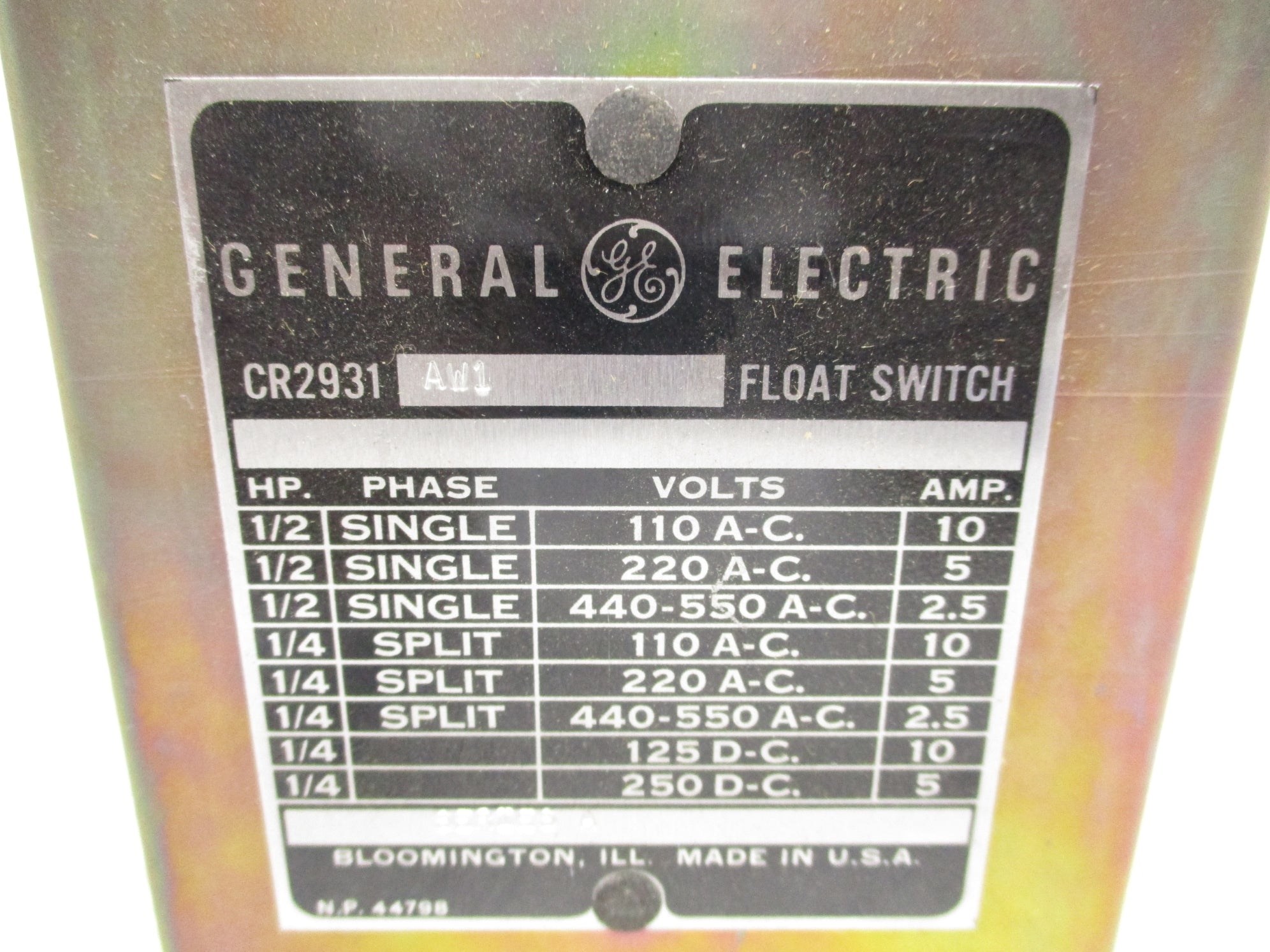 GENERAL ELECTRIC CR2931AW1 NSNP