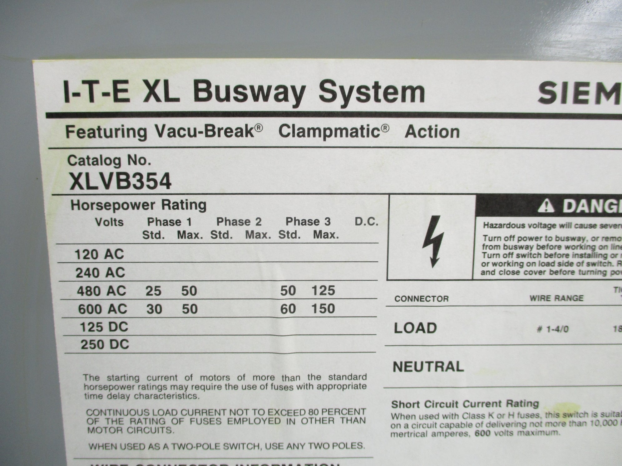 SIEMENS XLVB354 NSNP