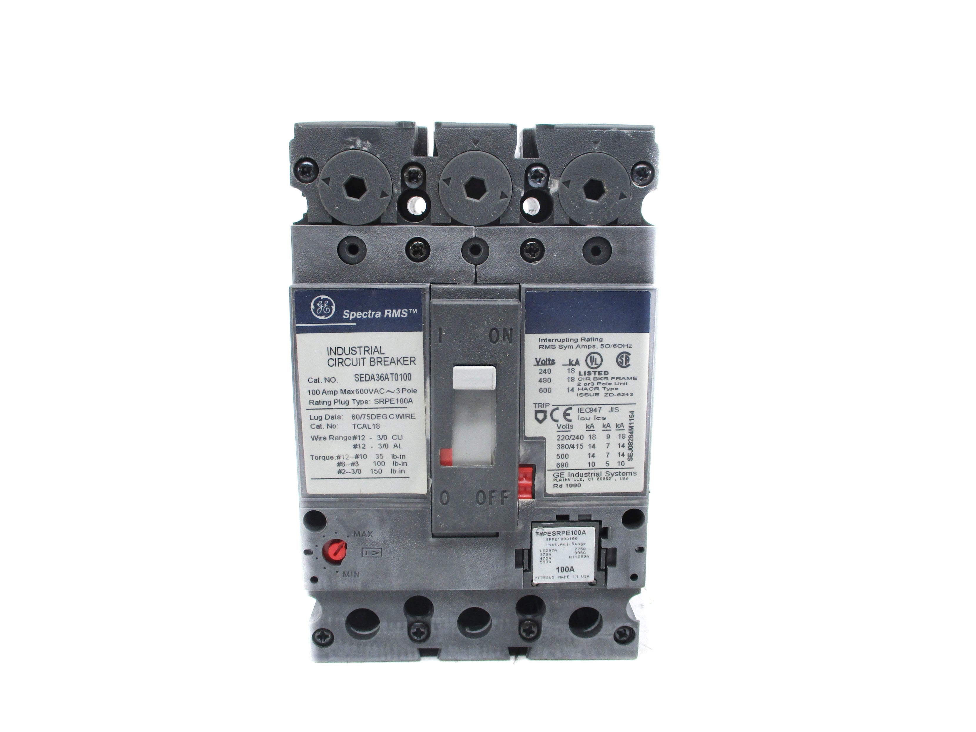 GENERAL ELECTRIC SEDA36AT0100 100A 600VAC UNMP