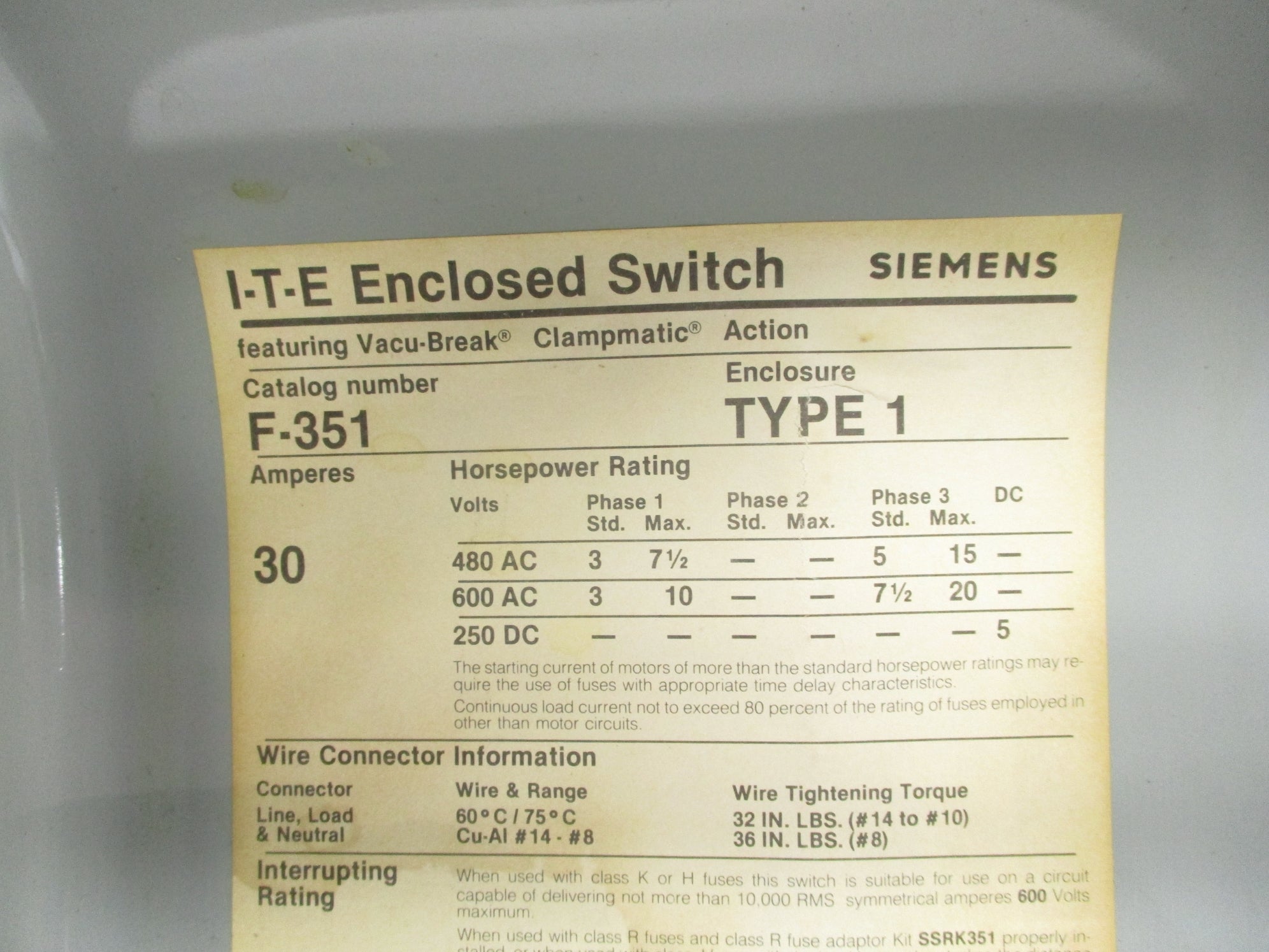 SIEMENS F-351 UNMP