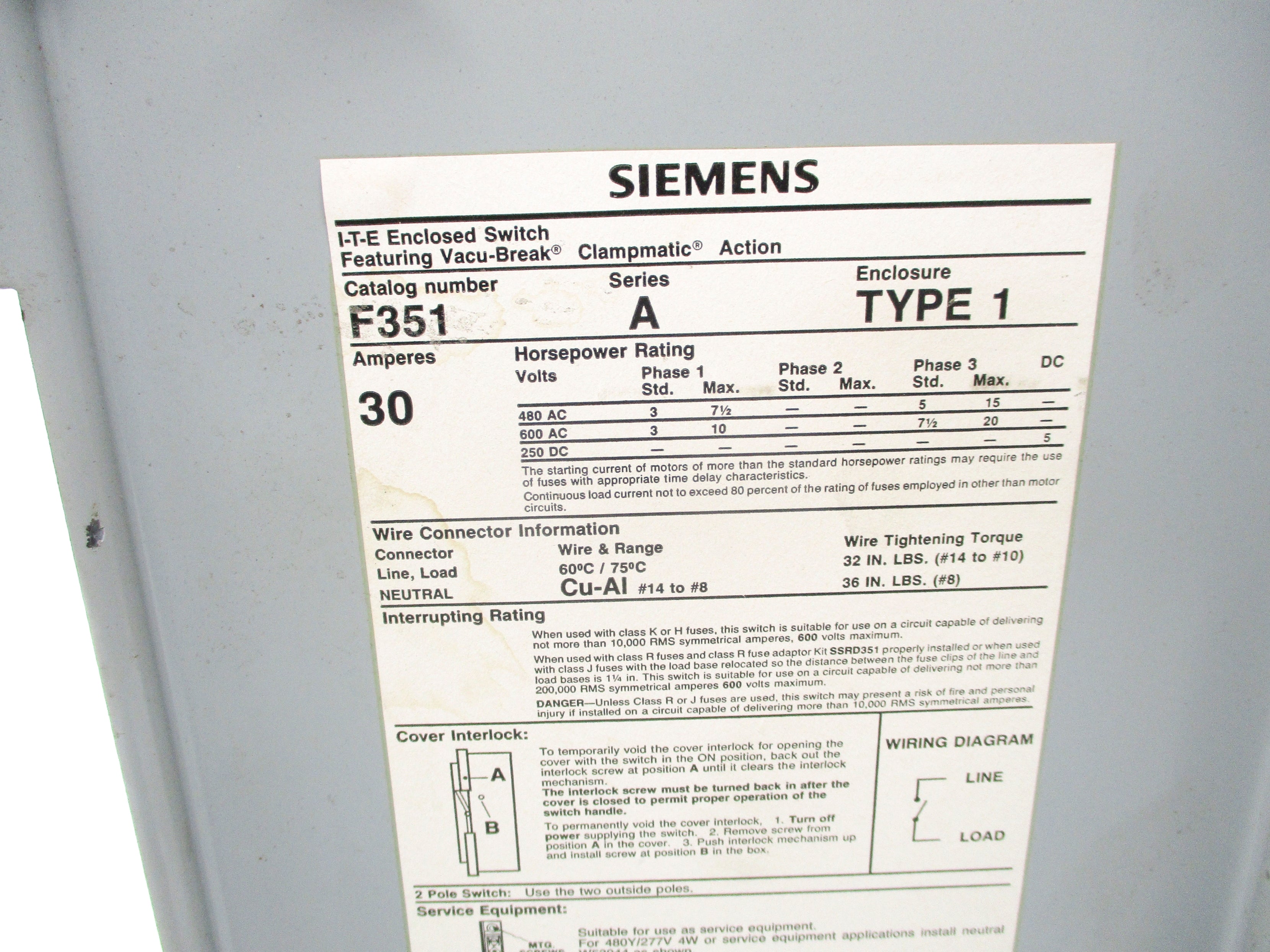 SIEMENS F351 SER. A UNMP