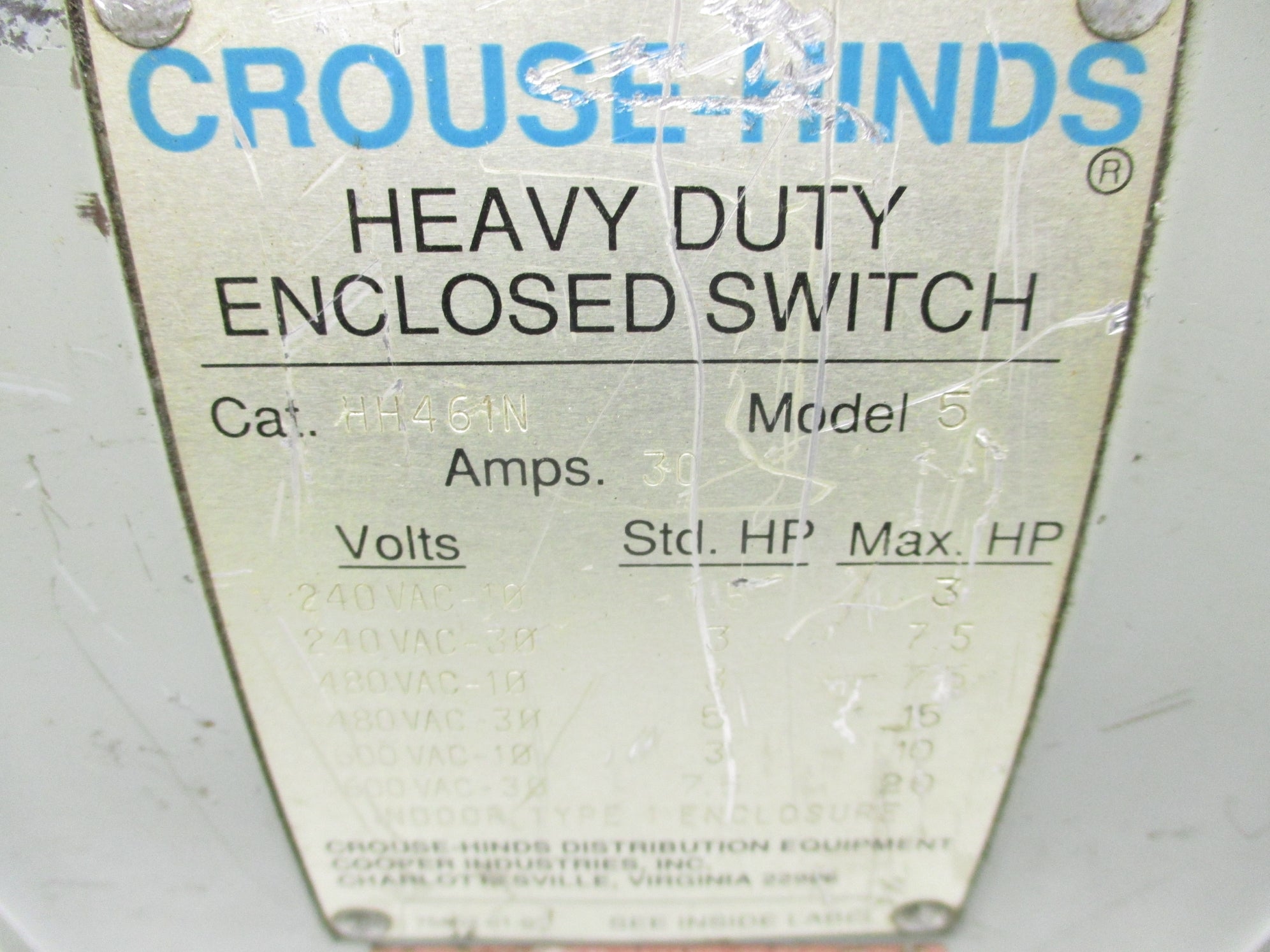 CROUSE HINDS HH461N UNMP