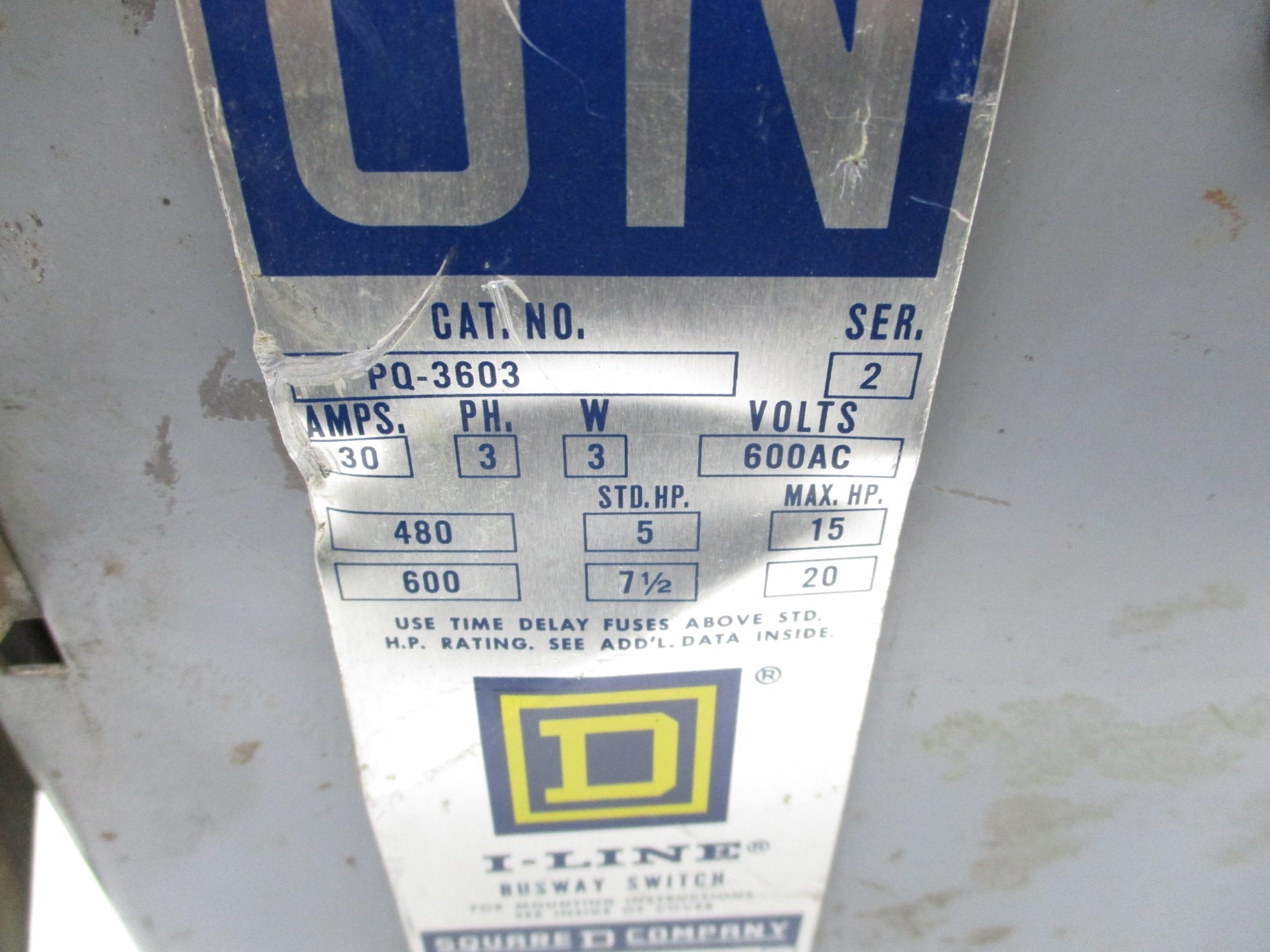 SQUARE D PQ-3603 SER. 2 UNMP