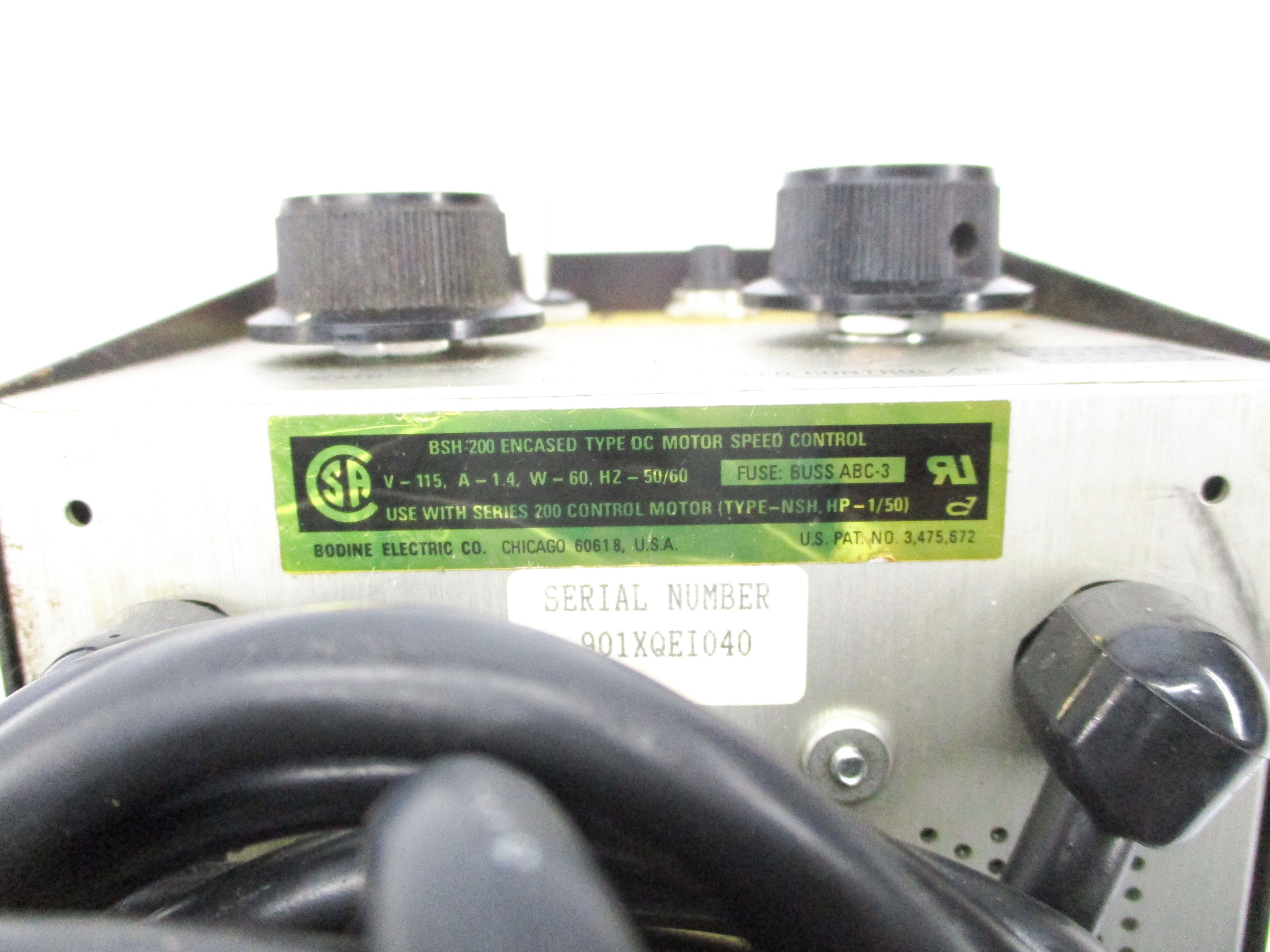 BODINE ELECTRIC BSH-200 (AS PICTURED) UNMP